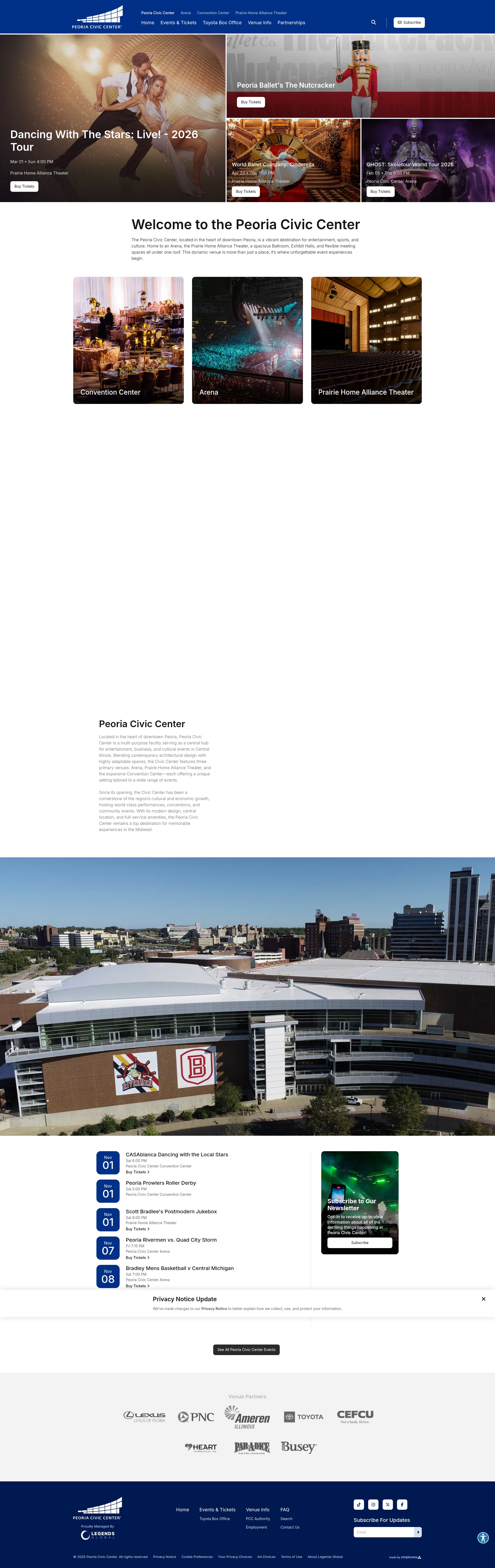 Screenshot of www.peoriaciviccenter.com