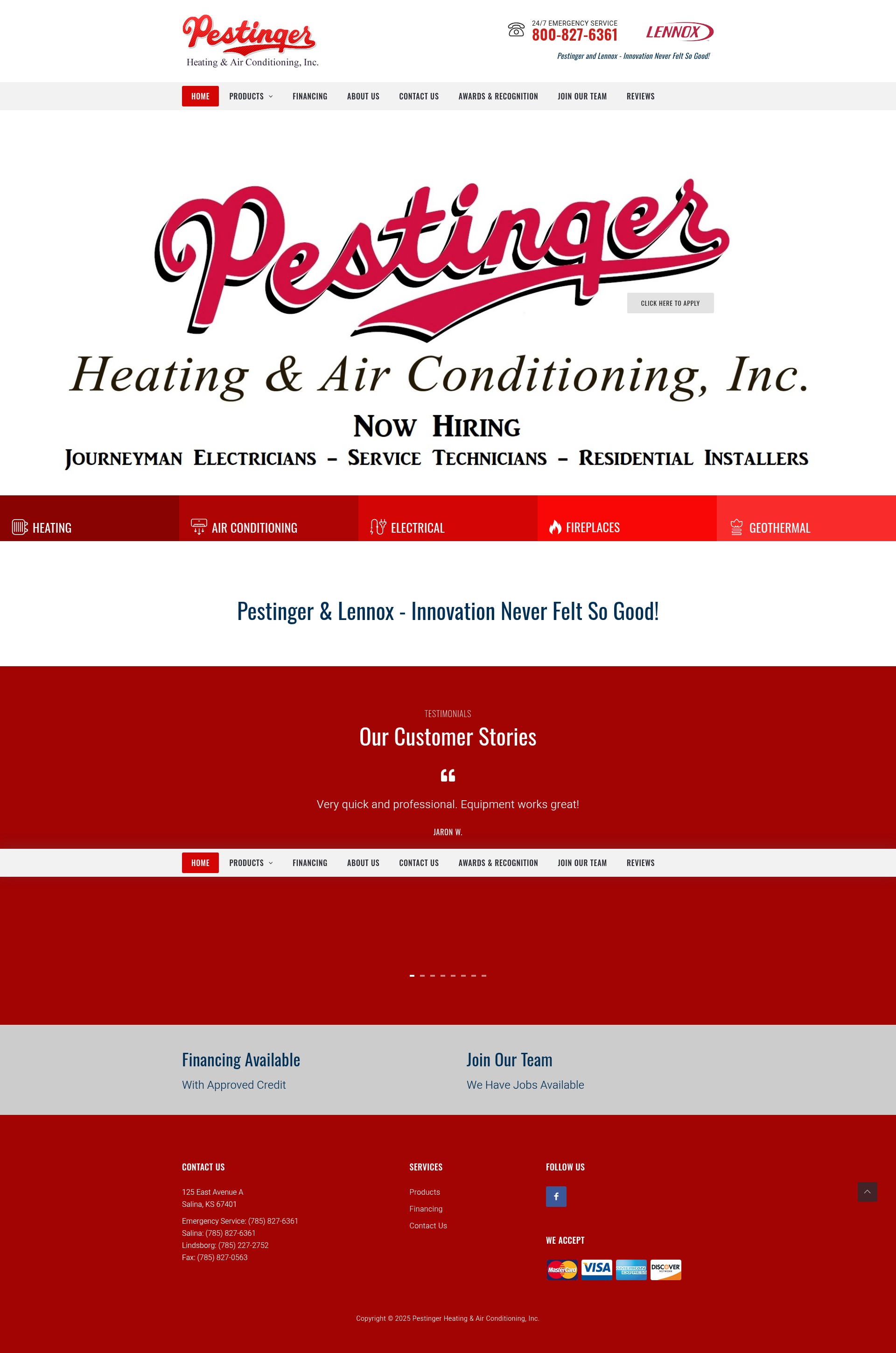 Screenshot of www.pestingerheating.com