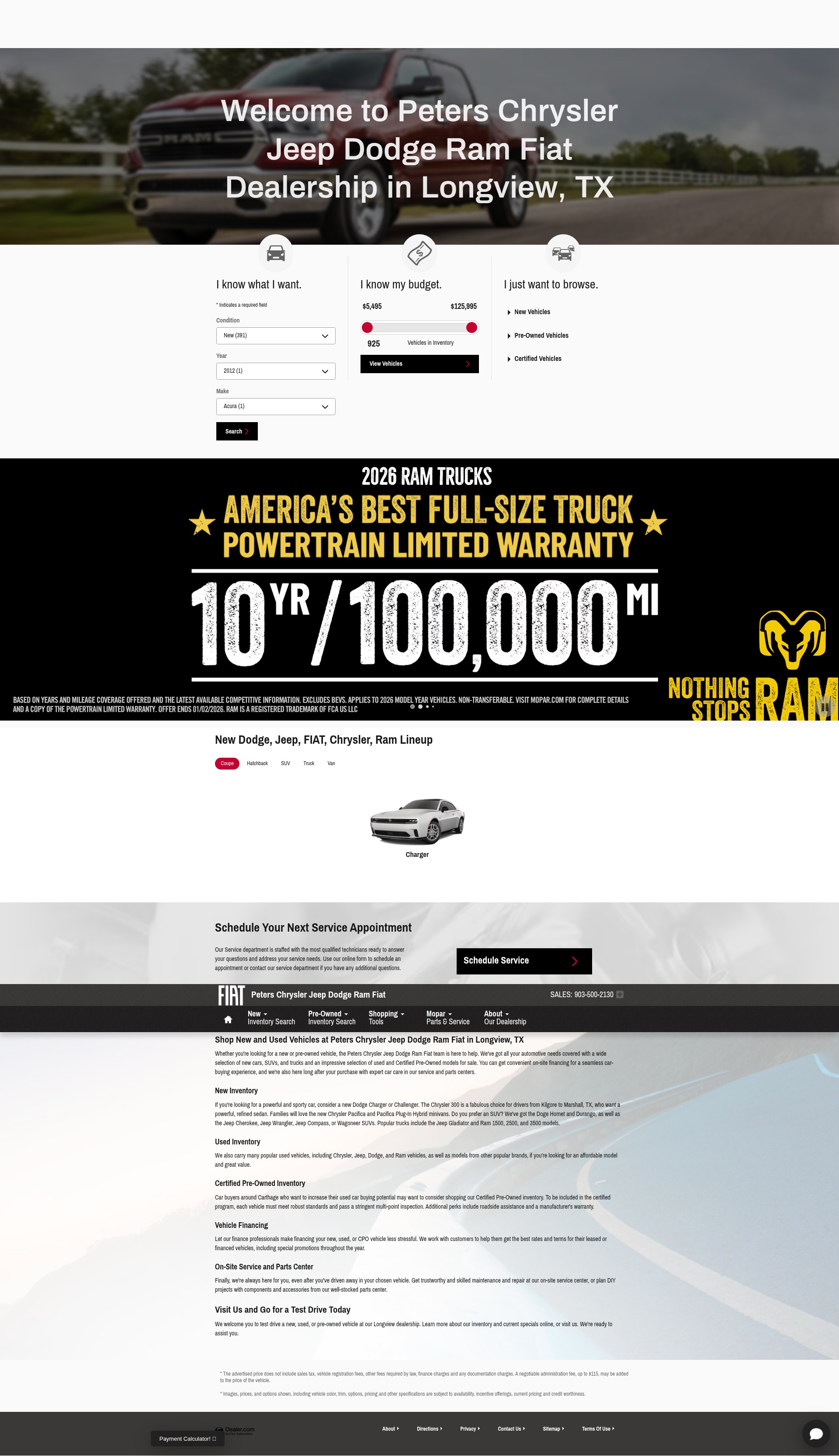 Screenshot of www.peterschryslerjeep.net