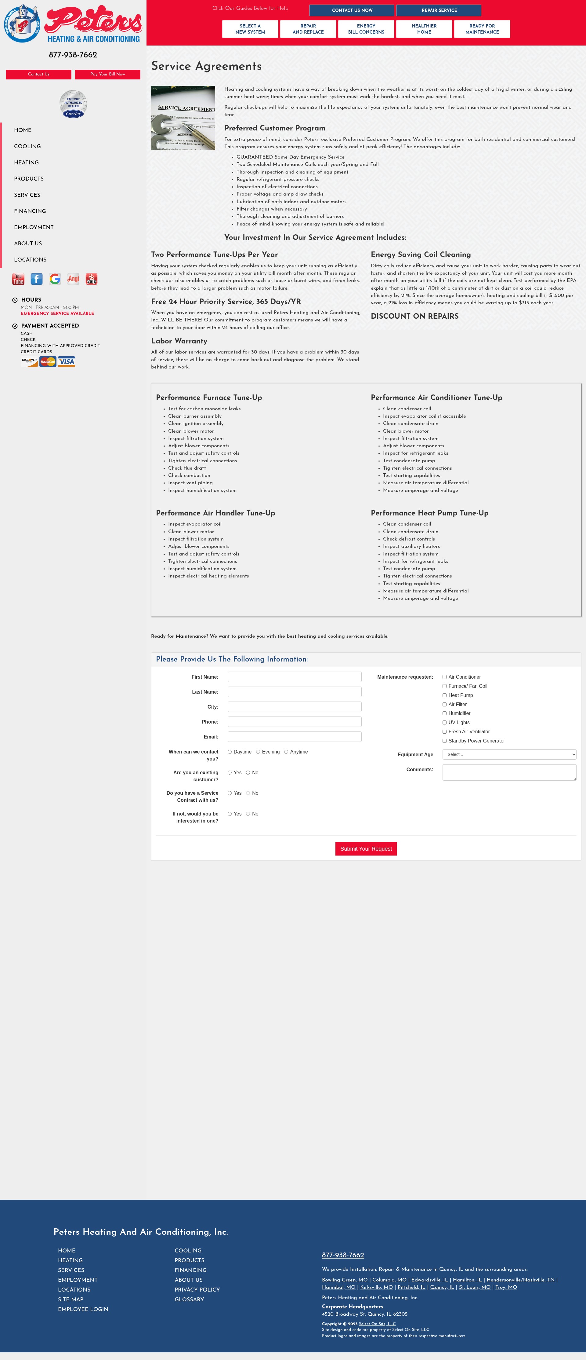 Screenshot of www.petersheatingandair.com