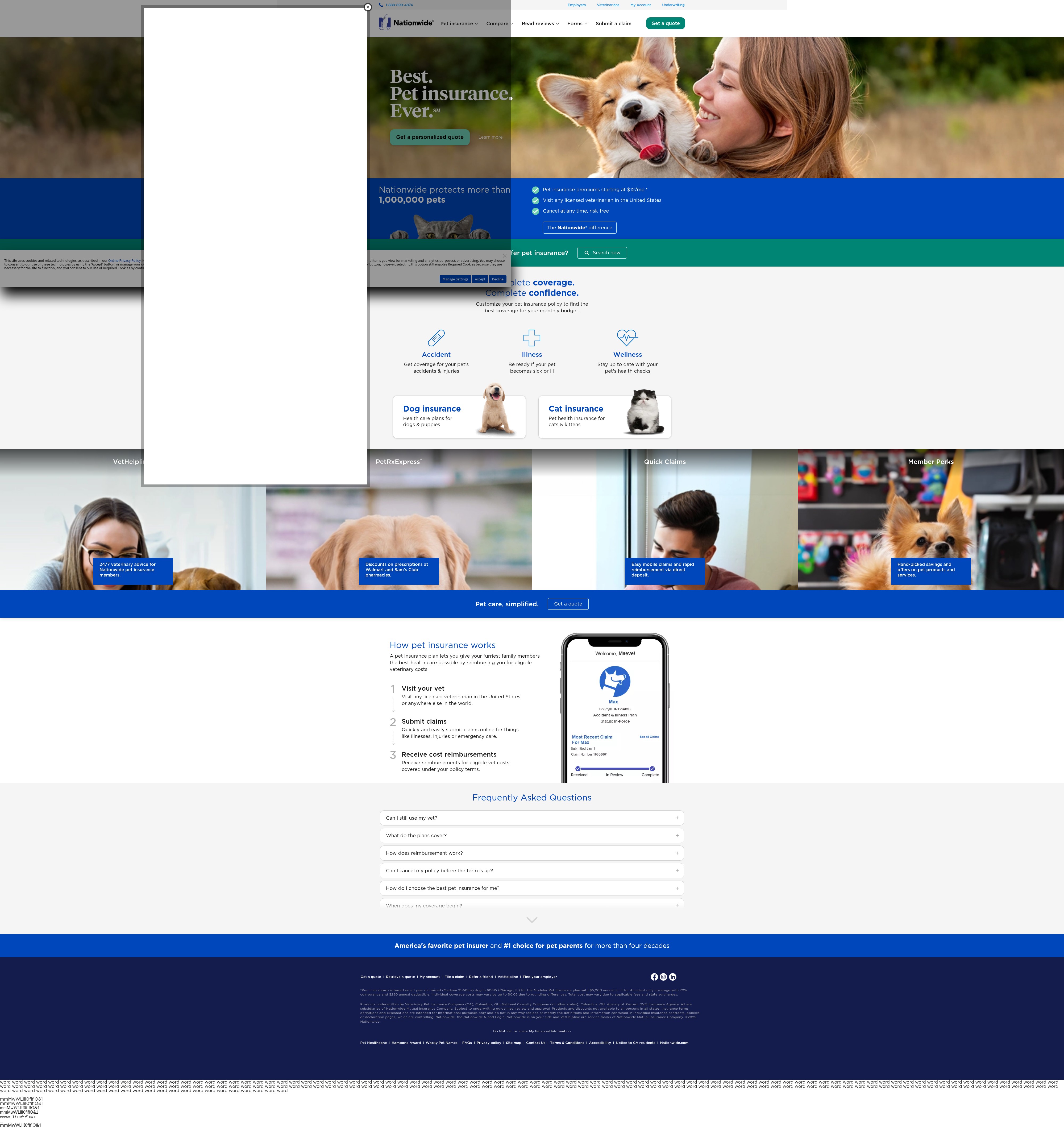 Screenshot of www.petinsurance.com