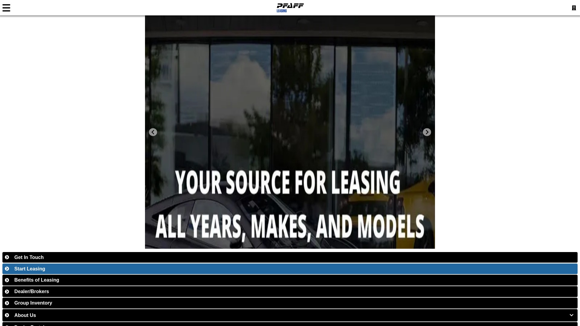 Screenshot of www.pfaffleasing.com