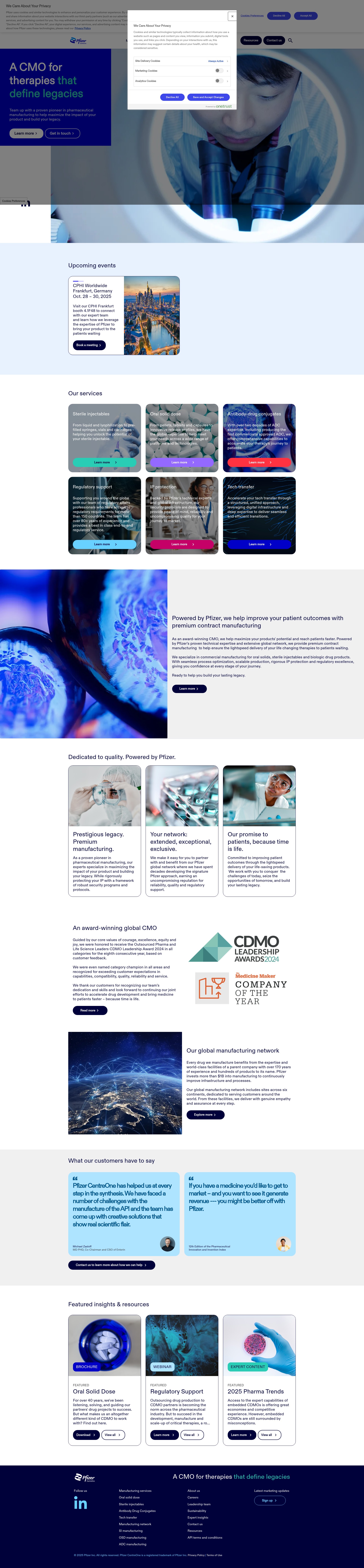 Screenshot of www.pfizercentreone.com