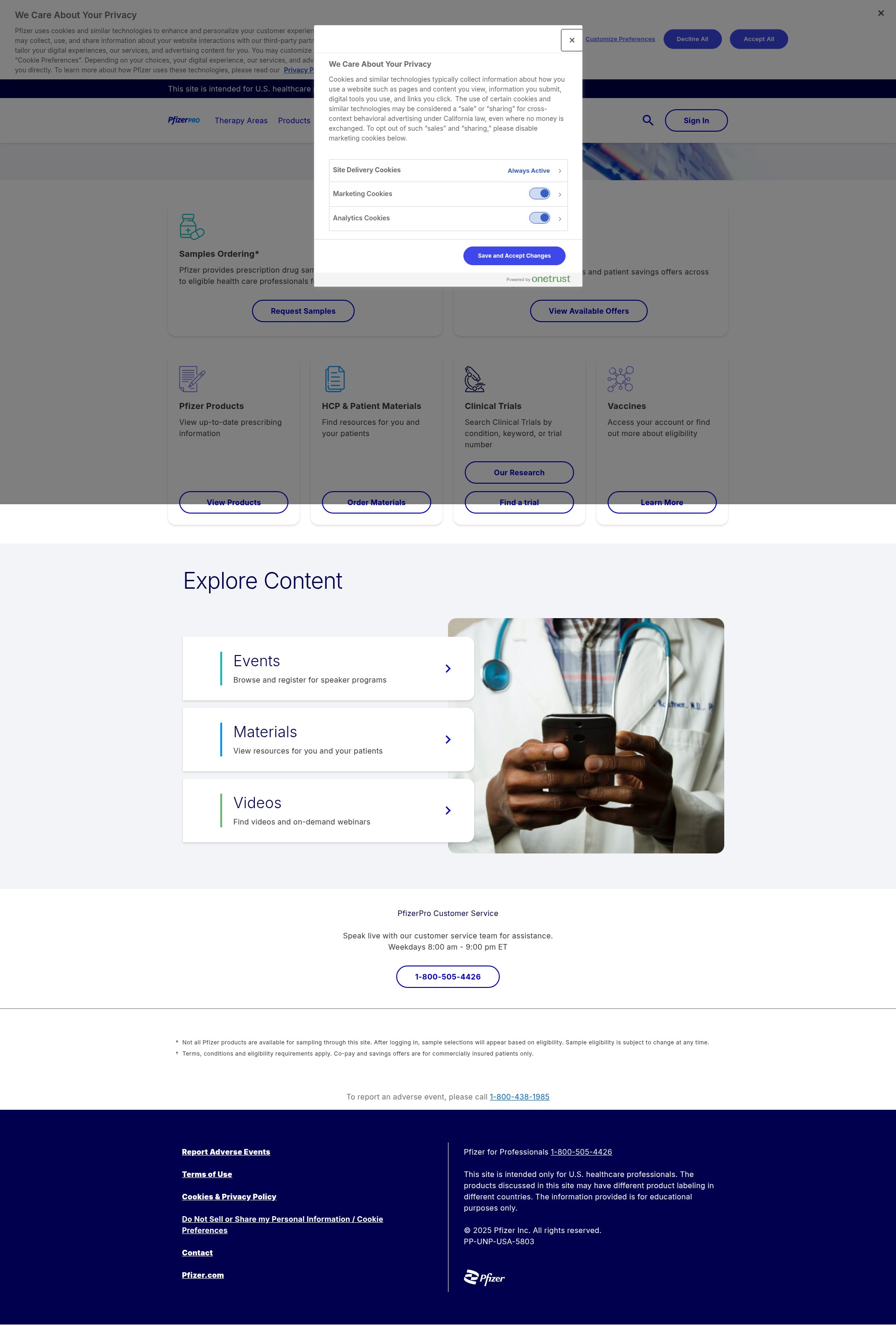 Screenshot of www.pfizerpro.com