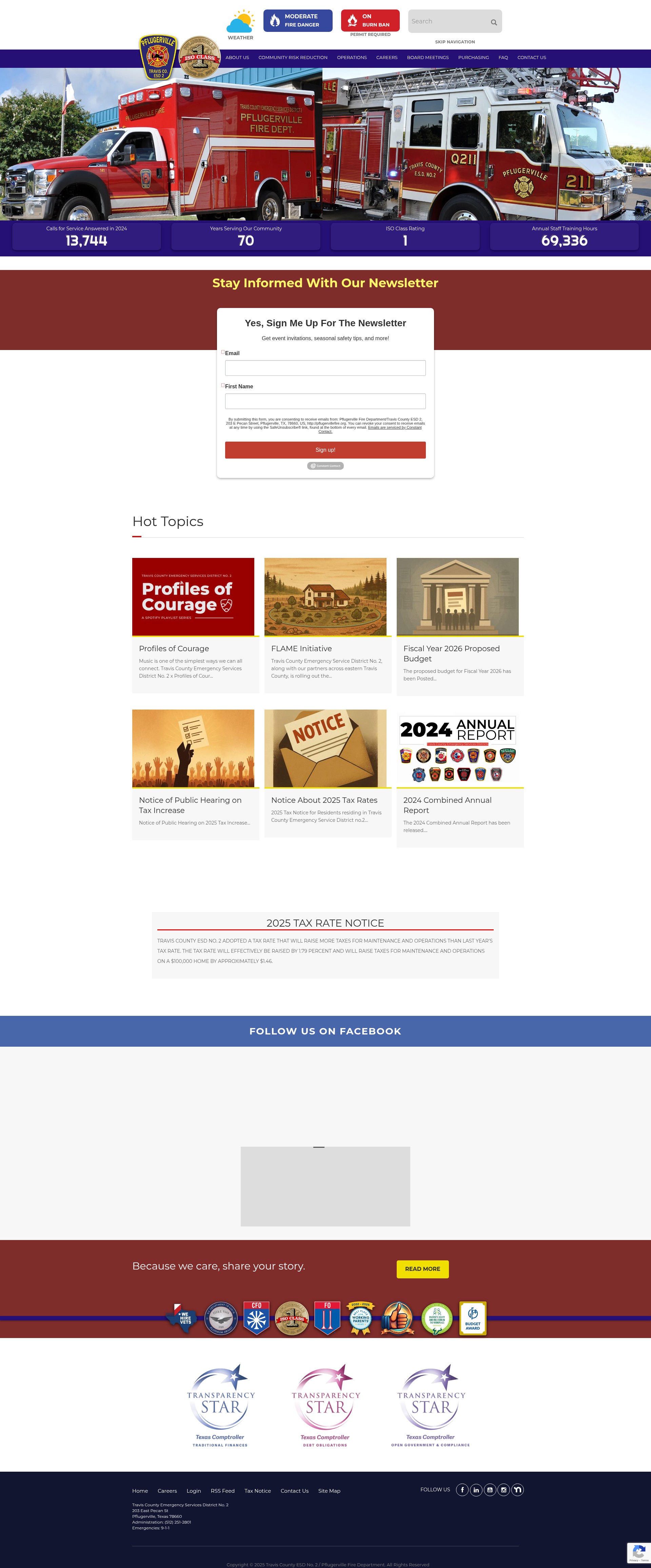 Screenshot of www.pflugervillefire.org