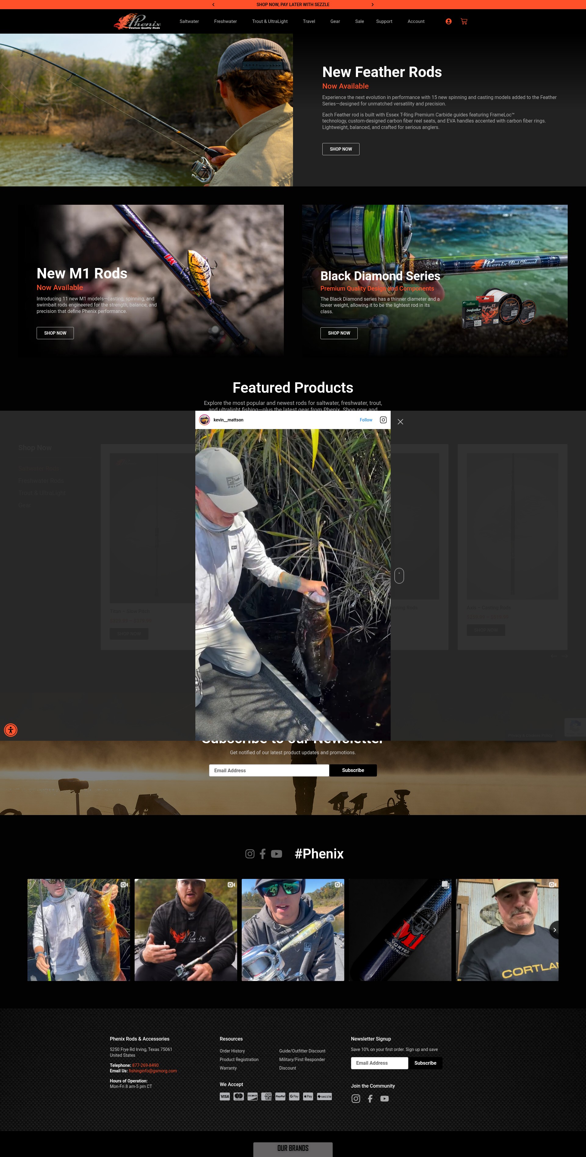 Screenshot of www.phenixrods.com