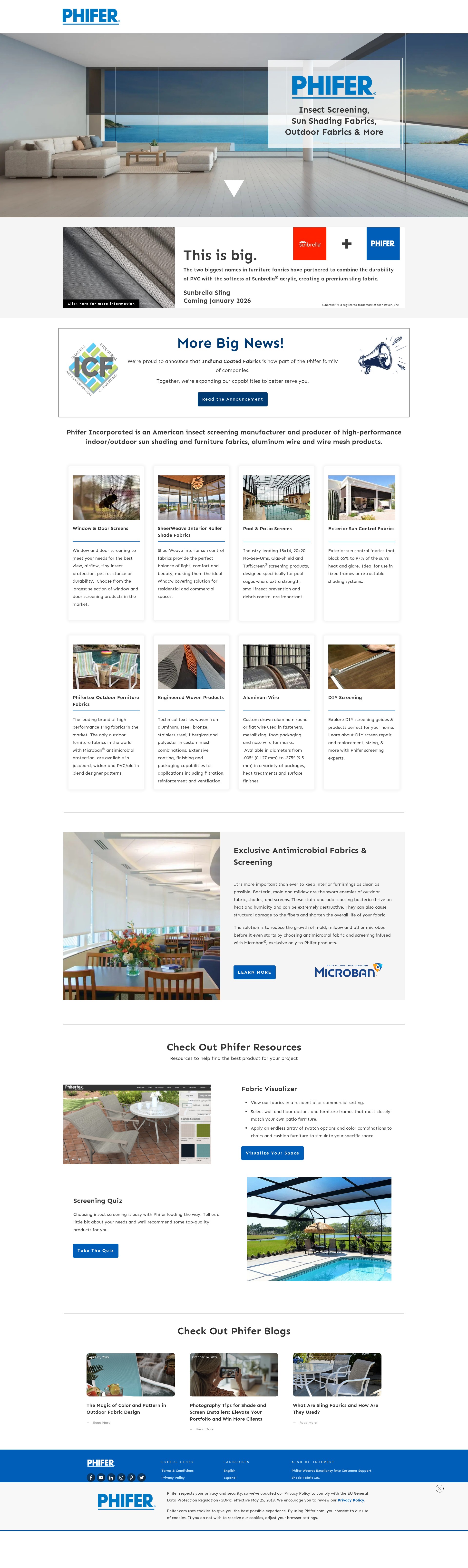 Screenshot of www.phifer.com