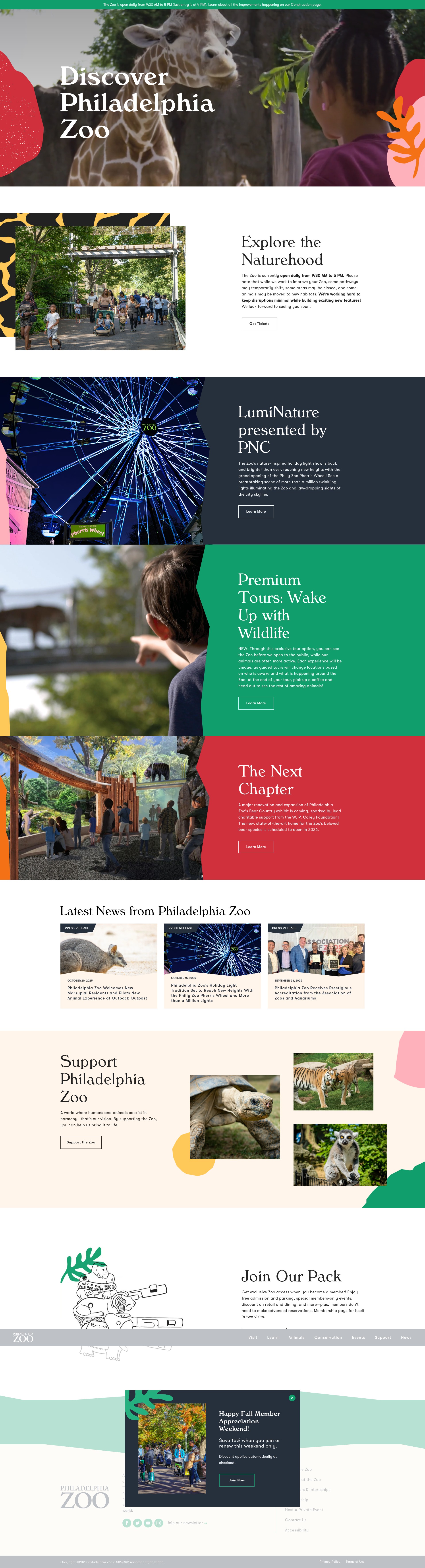 Screenshot of www.philadelphiazoo.org