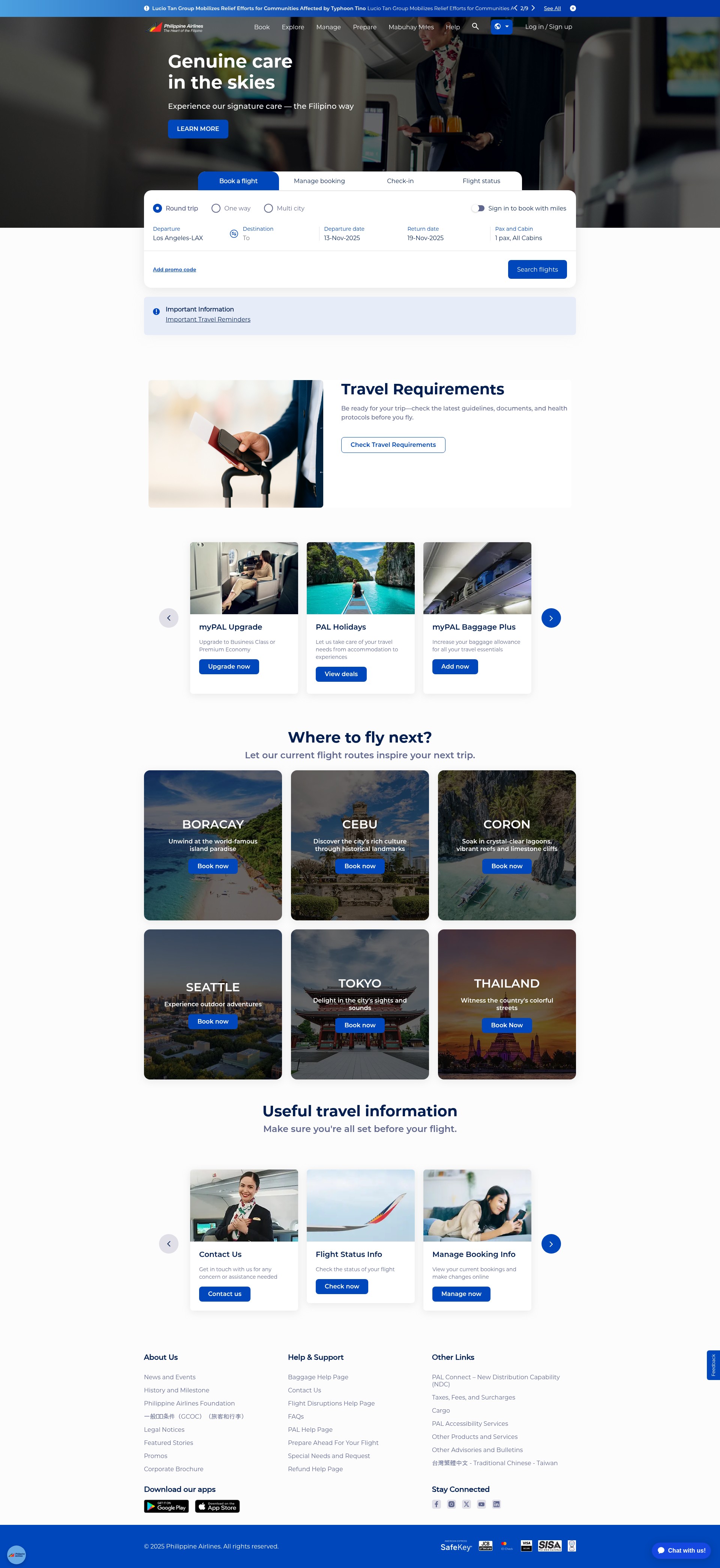 Screenshot of www.philippineairlines.com