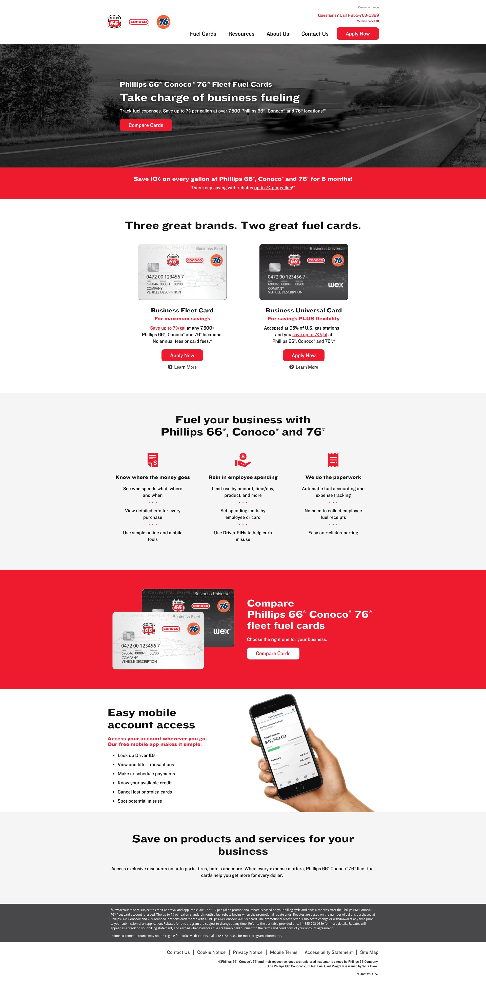 Screenshot of www.phillips66fleet.com