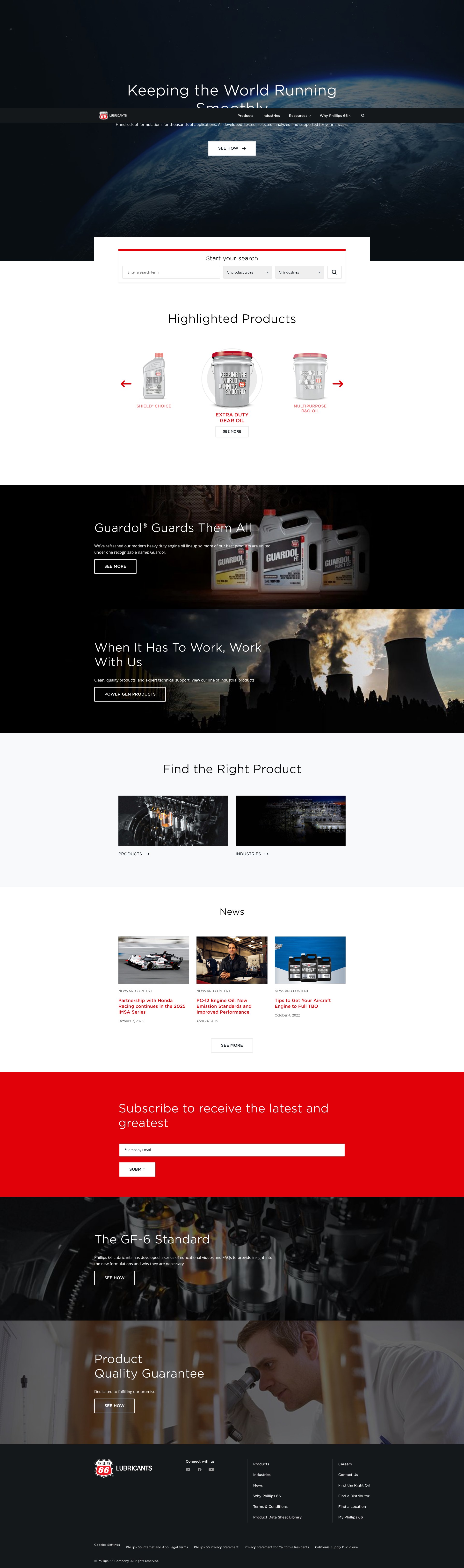 Screenshot of www.phillips66lubricants.com