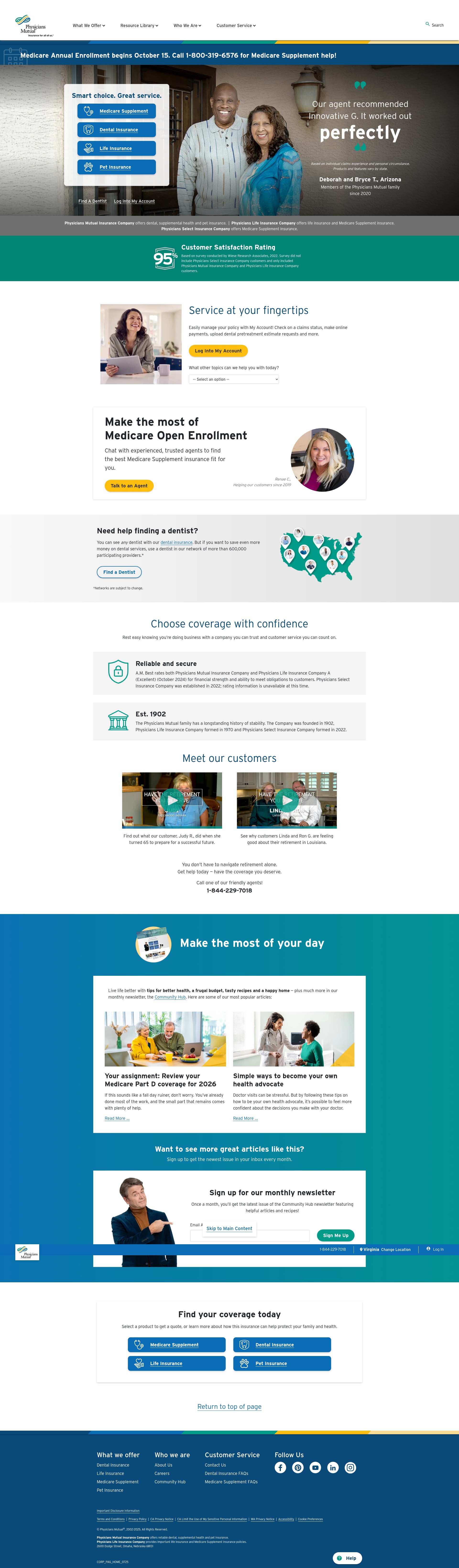 Screenshot of www.physiciansmutual.com
