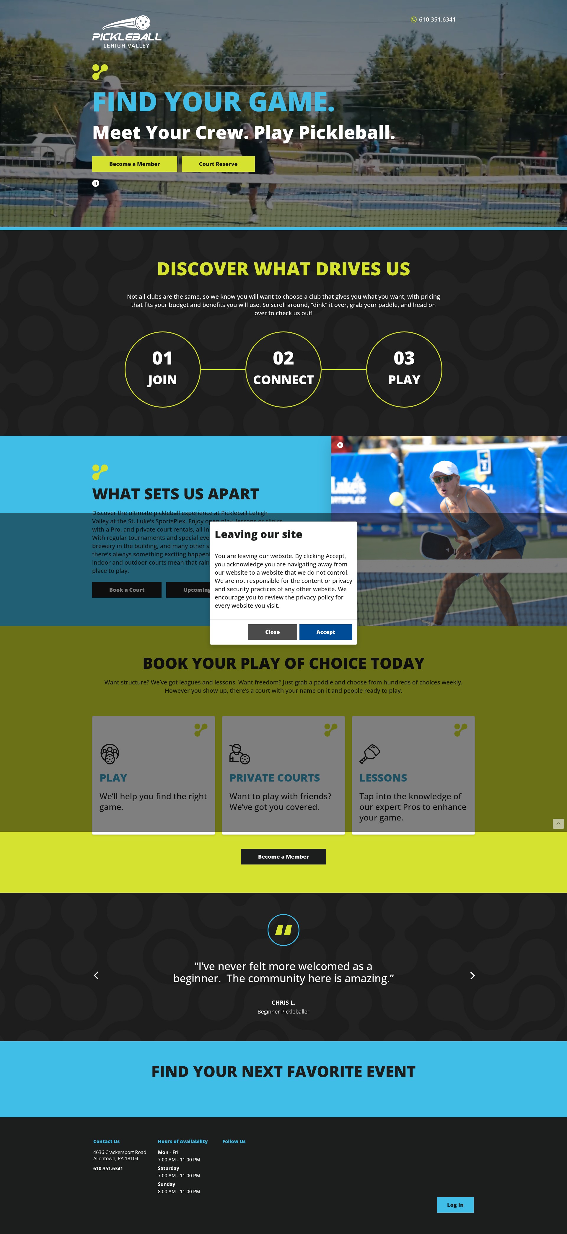 Screenshot of www.pickleballlehighvalley.com