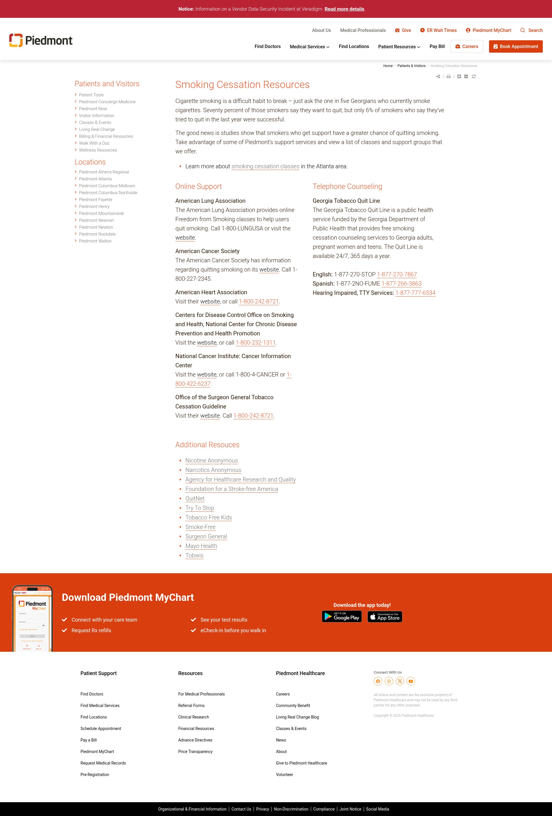 Screenshot of www.piedmont.org