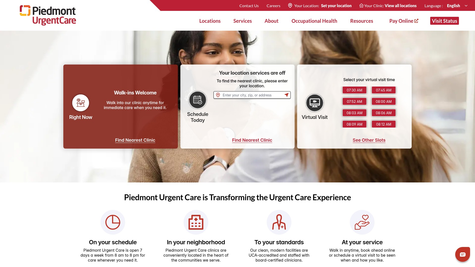 Screenshot of www.piedmonturgentcare.org