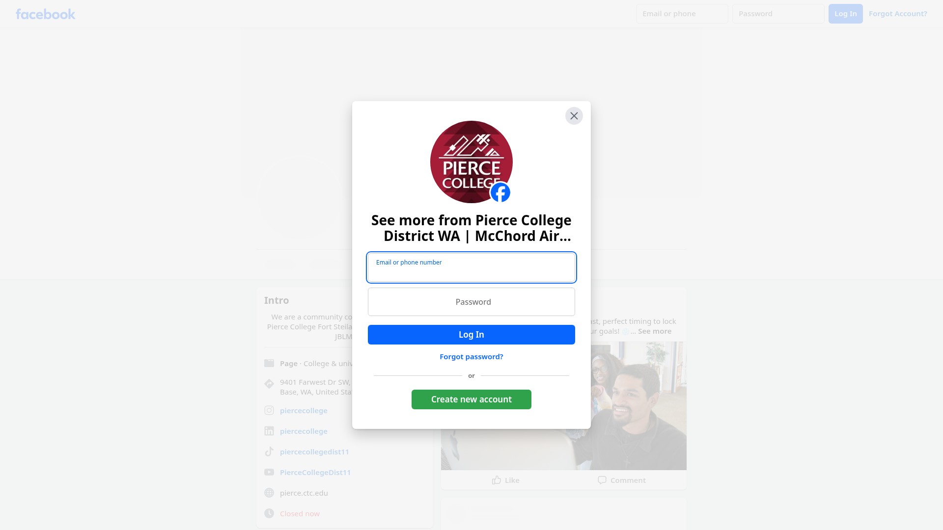 Screenshot of www.pierce.ctc.edu