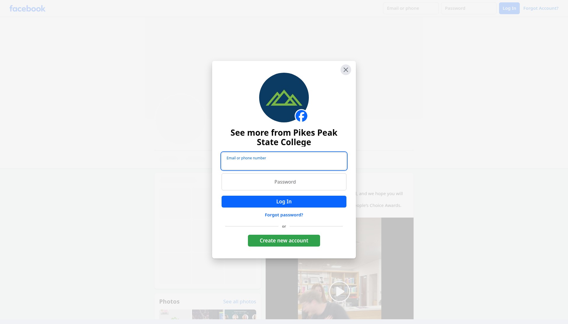 Screenshot of www.pikespeak.edu