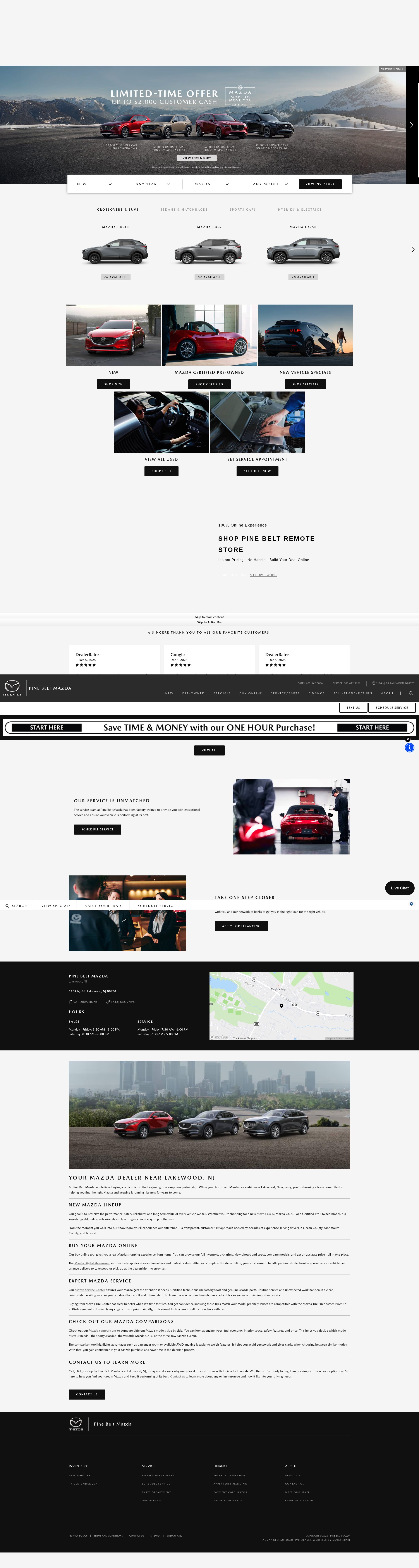 Screenshot of www.pinebeltmazda.com