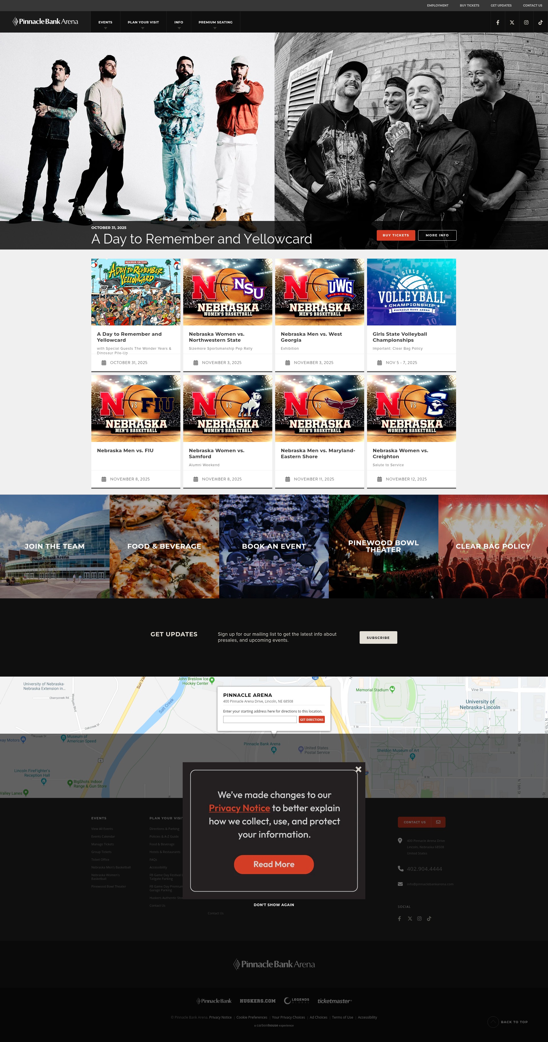 Screenshot of www.pinnaclebankarena.com
