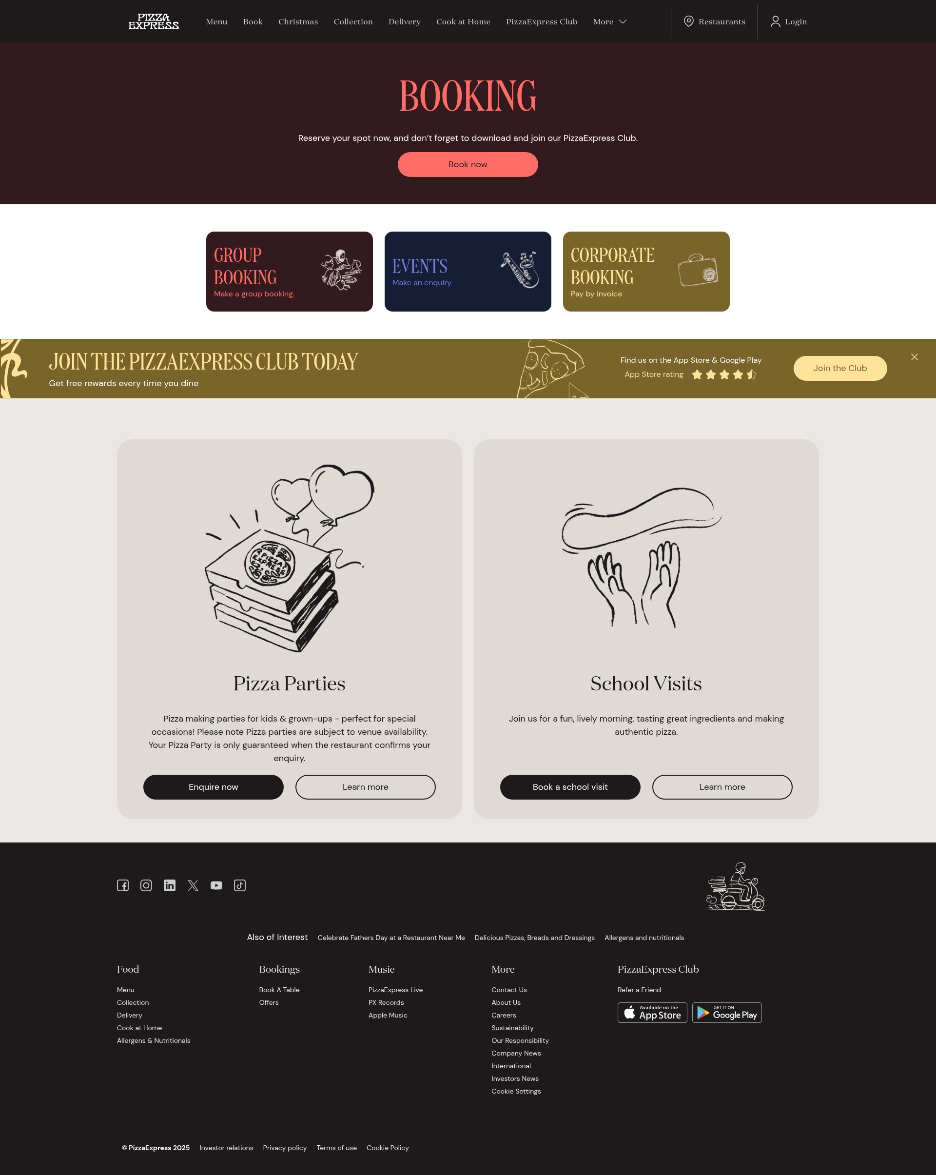 Screenshot of www.pizzaexpress.com