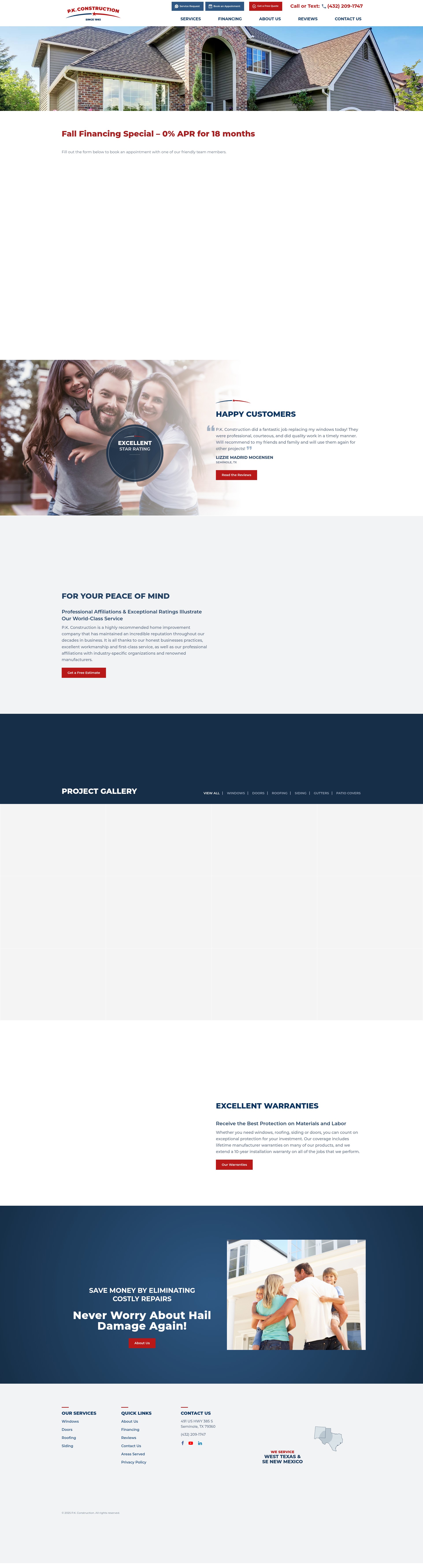 Screenshot of www.pkwindowstx.com