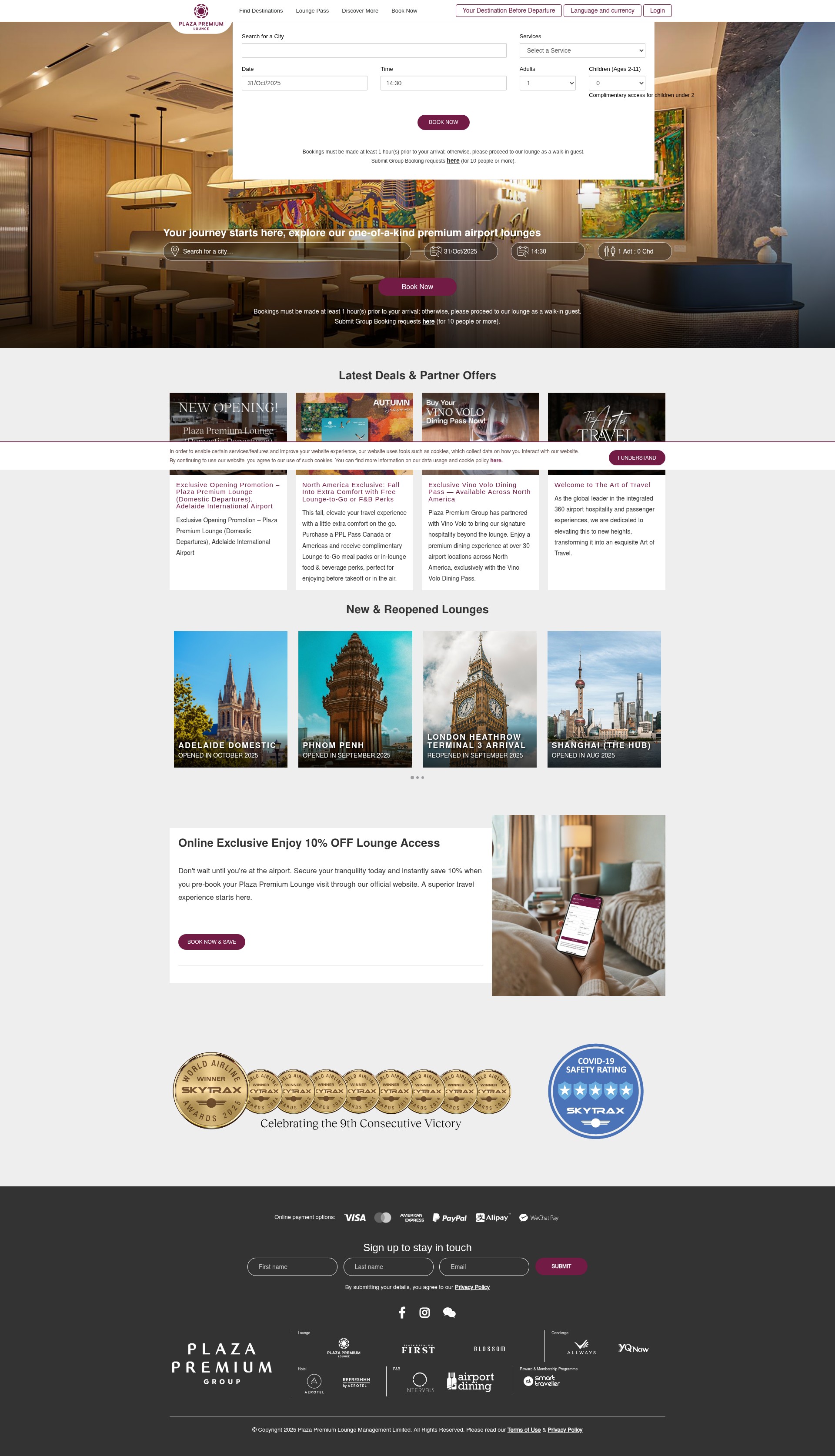 Screenshot of www.plazapremiumlounge.com