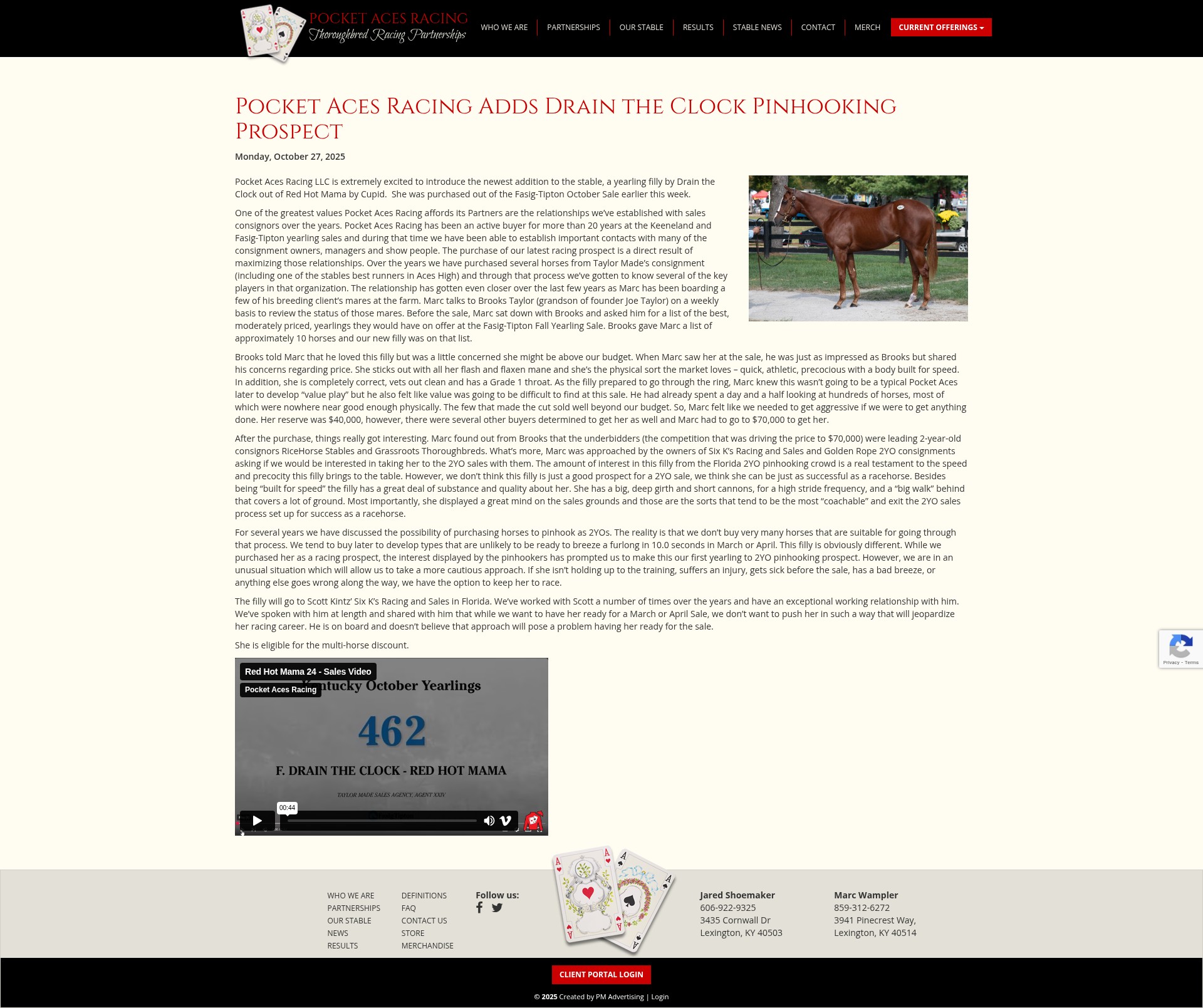 Screenshot of www.pocketacesracing.com