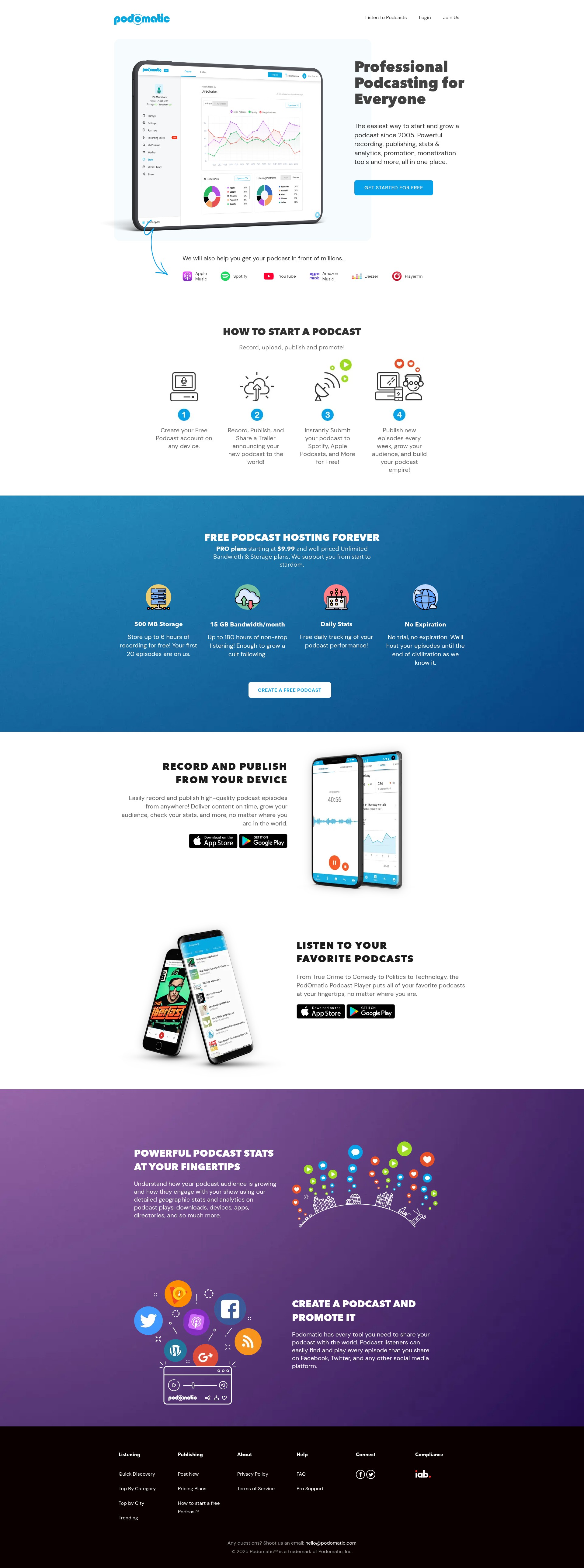 Screenshot of www.podomatic.com