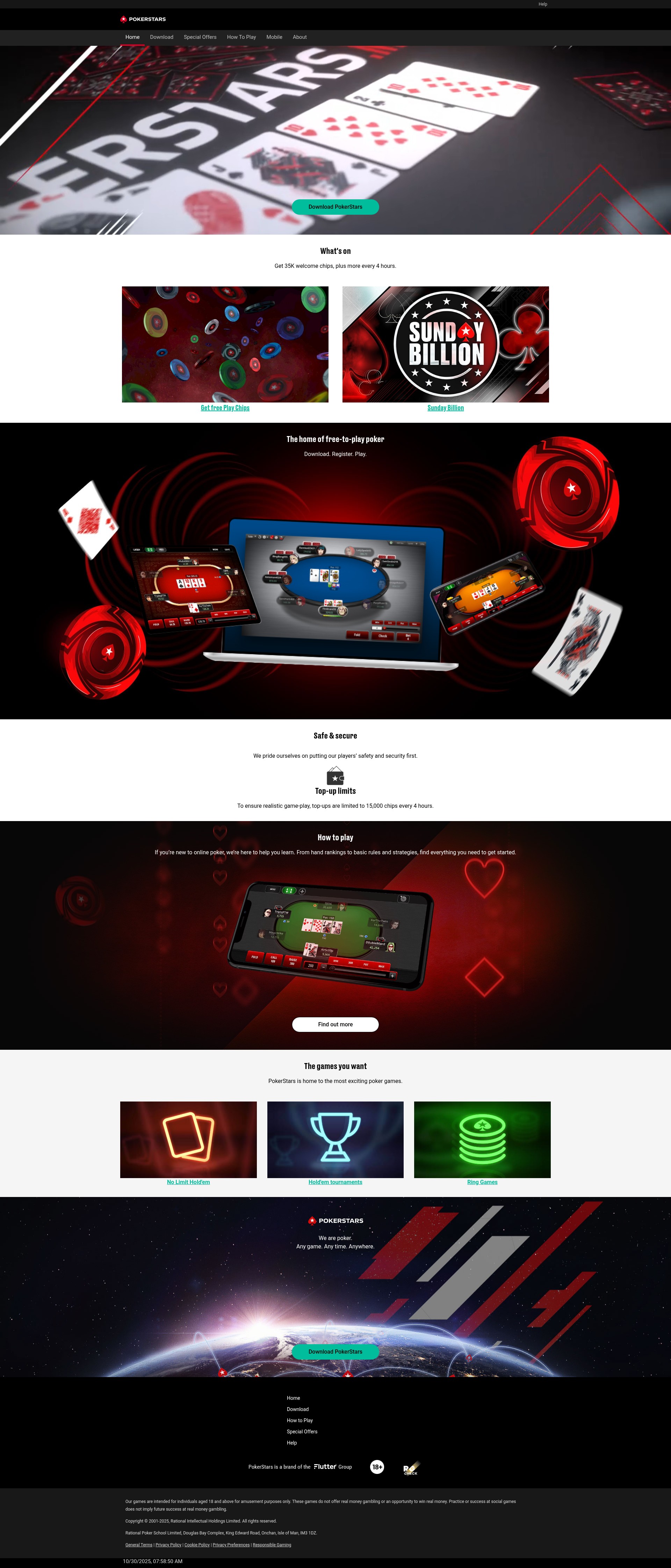 Screenshot of www.pokerstars.uk