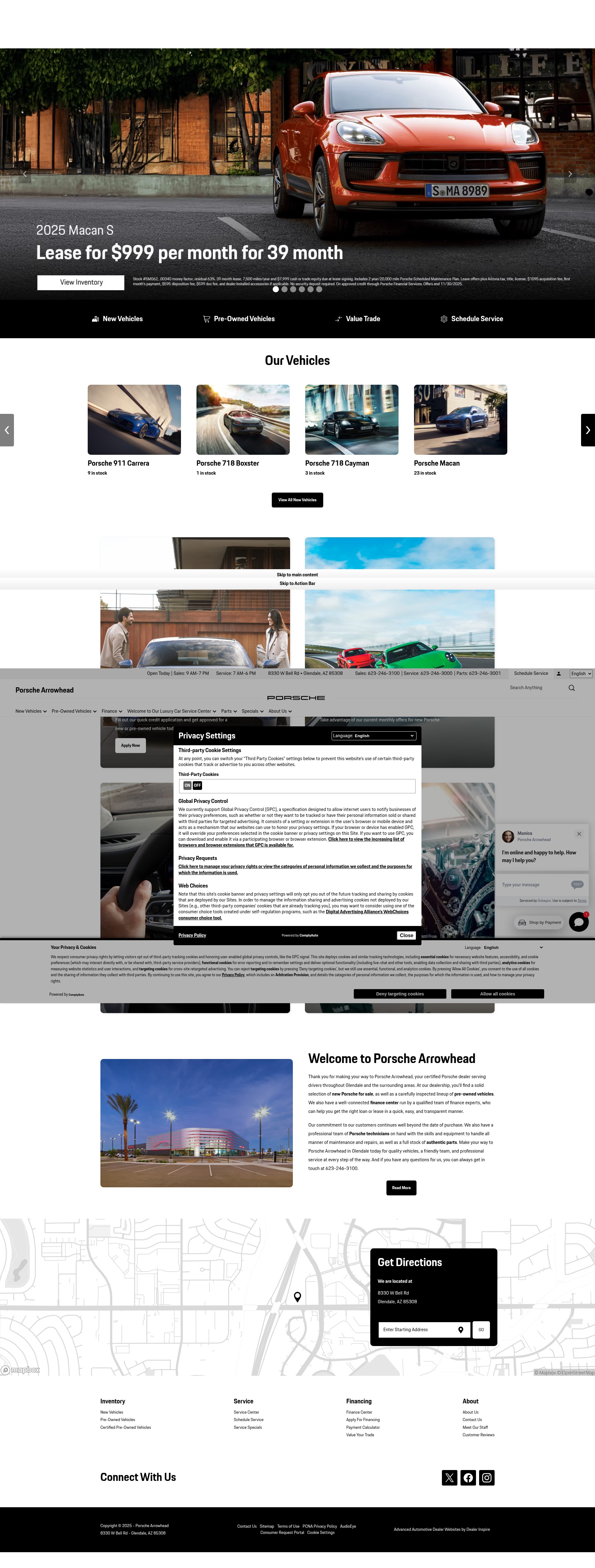 Screenshot of www.porschearrowhead.com
