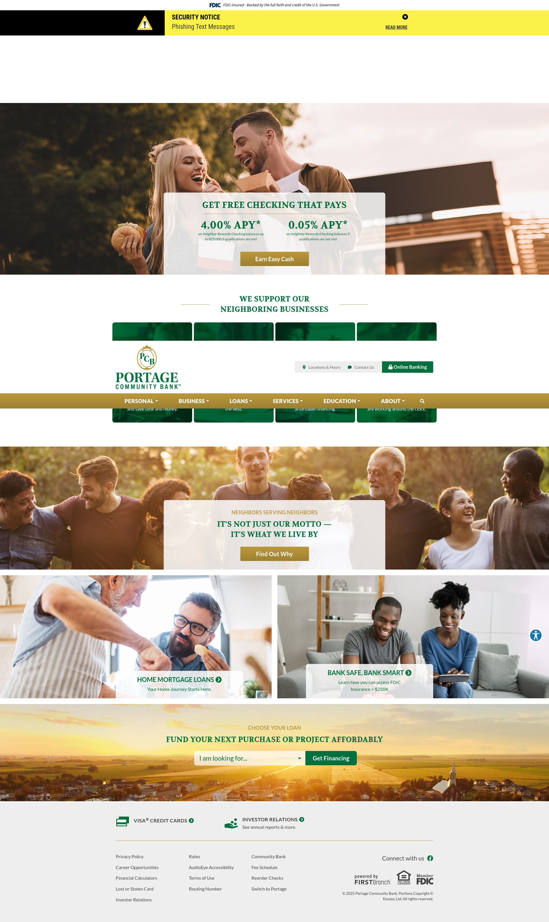 Screenshot of www.portagecommunity.bank