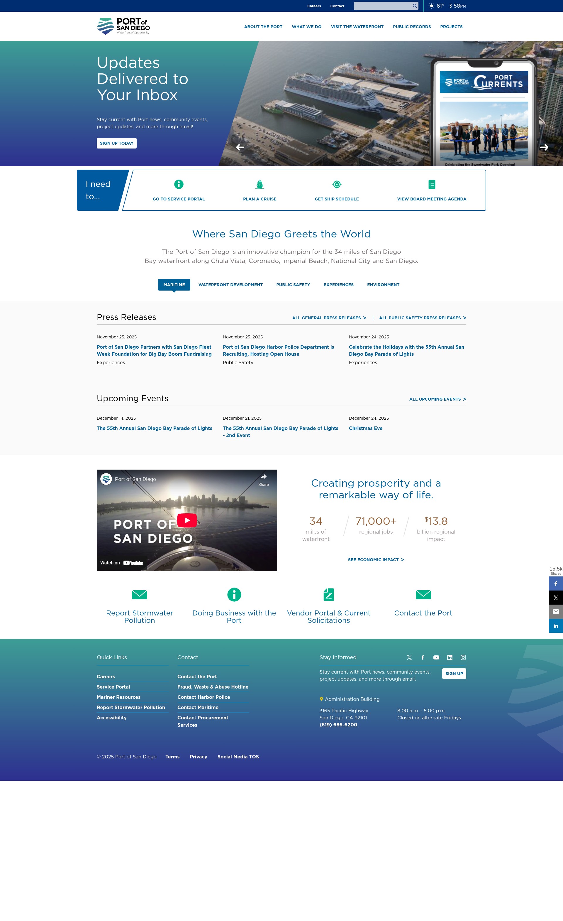 Screenshot of www.portofsandiego.org
