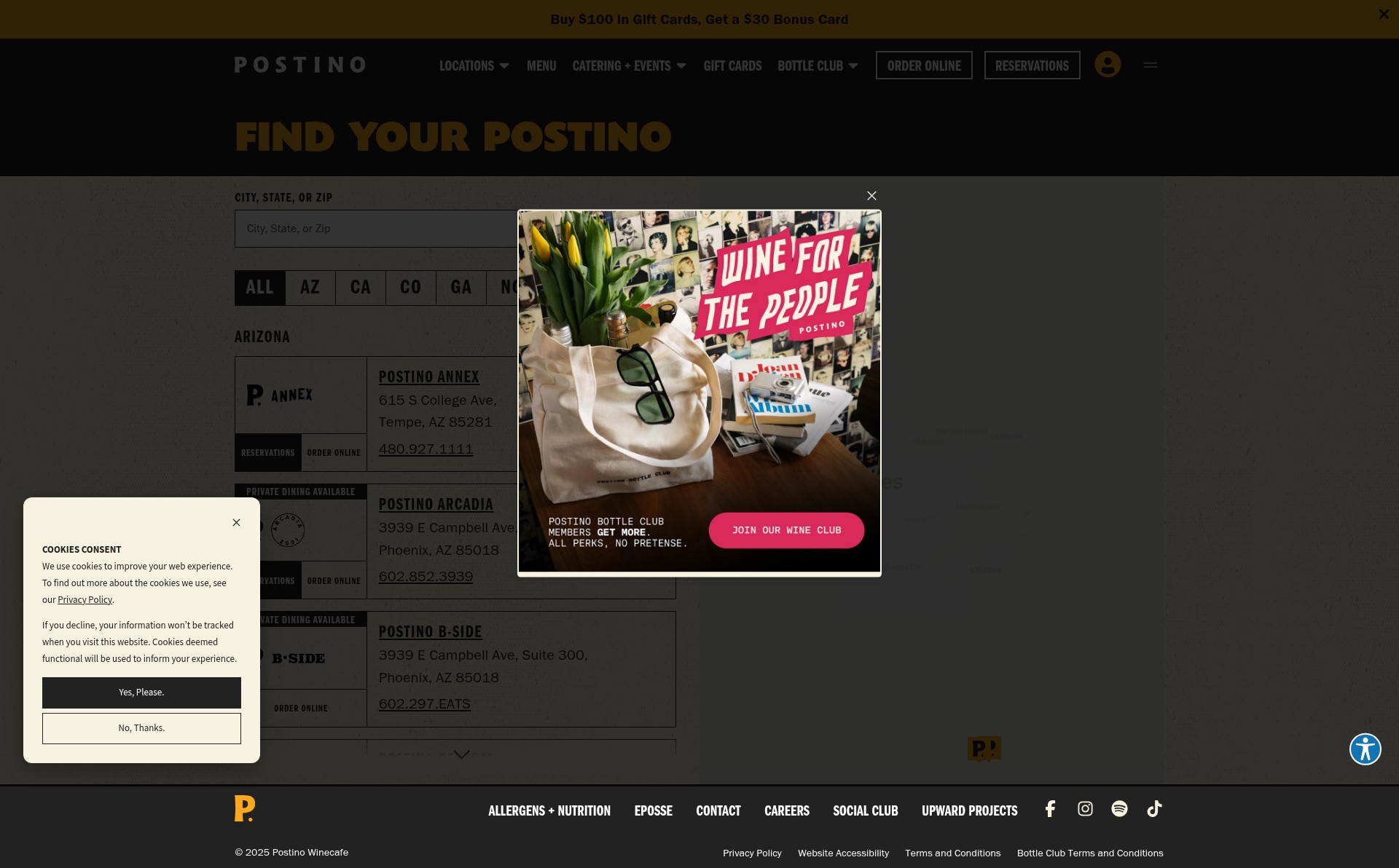 Screenshot of www.postinowinecafe.com