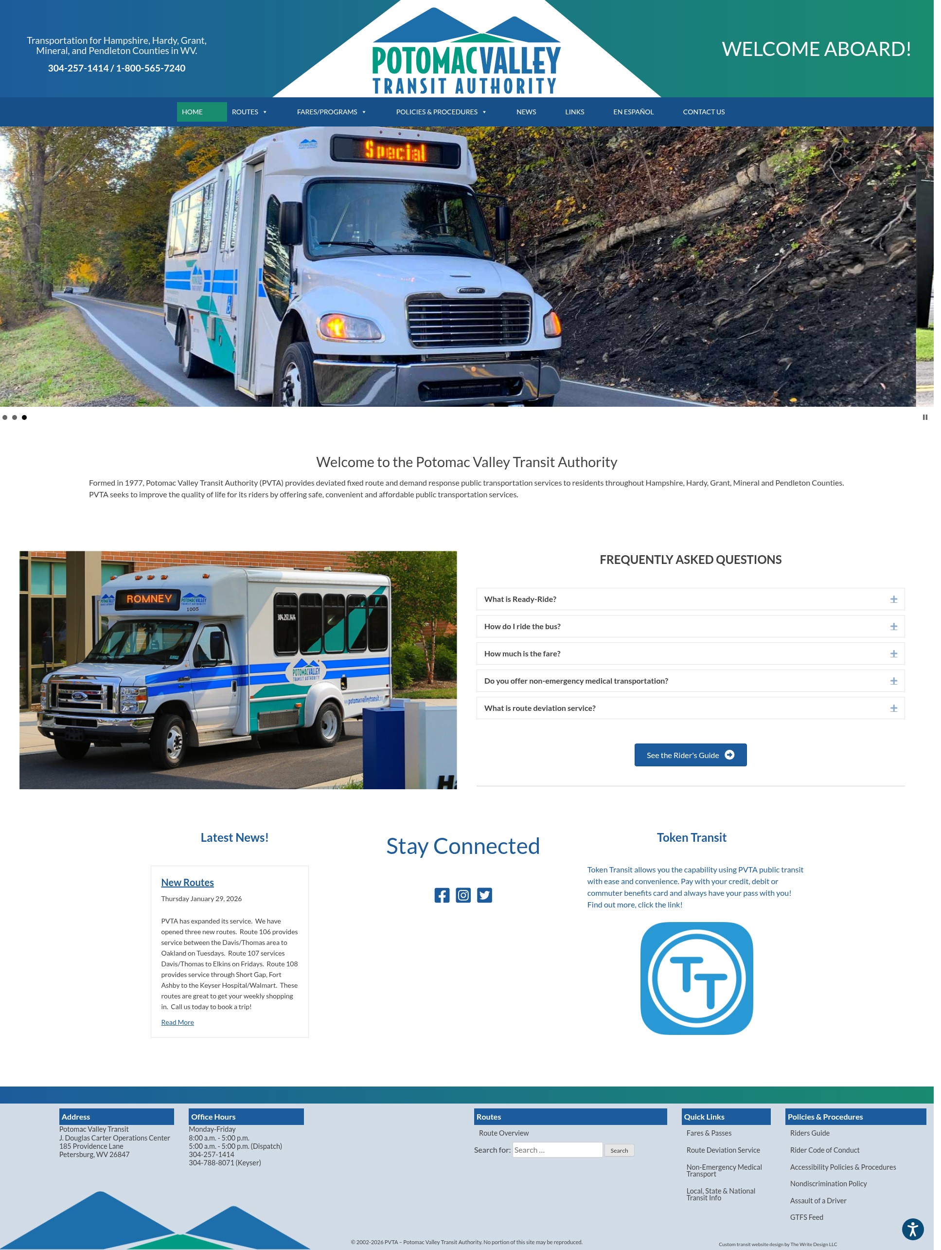 Screenshot of www.potomacvalleytransit.org
