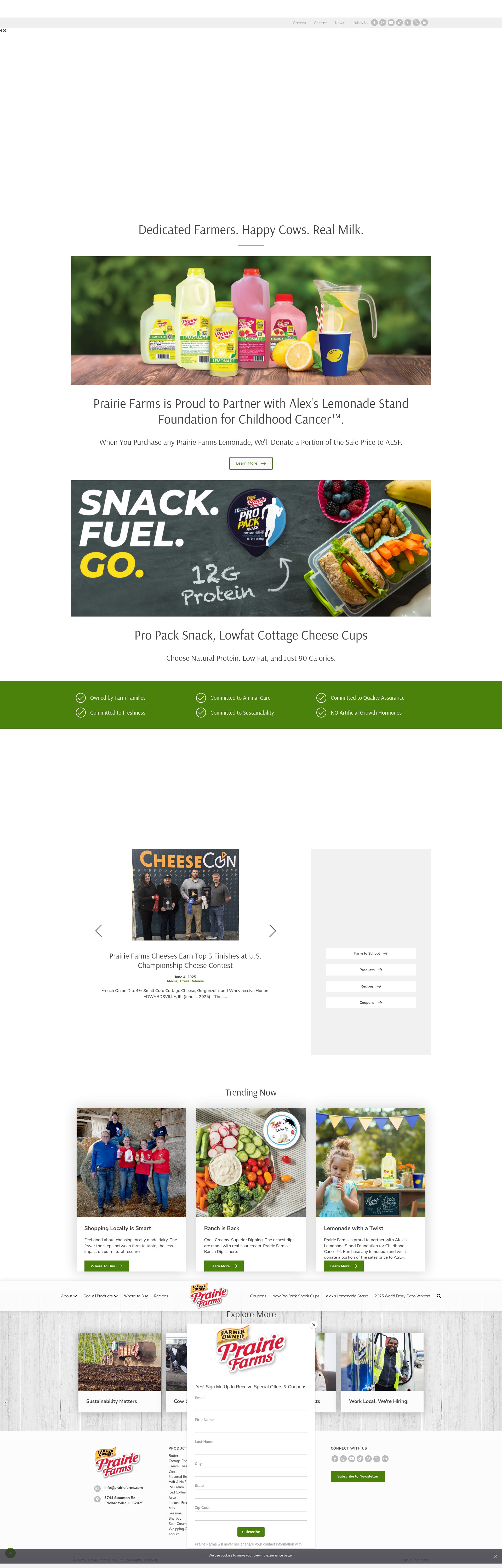 Screenshot of www.prairiefarms.com