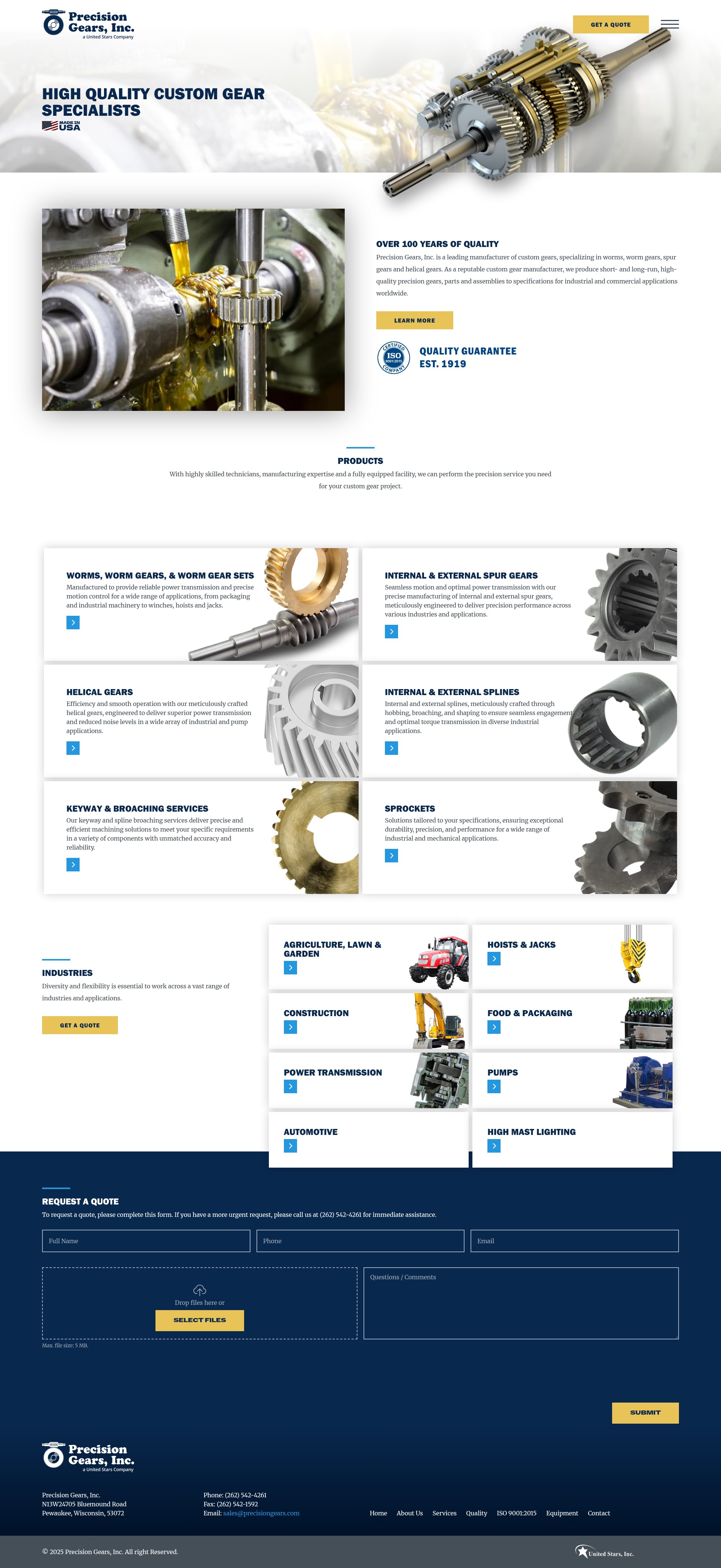 Screenshot of www.precisiongears.com