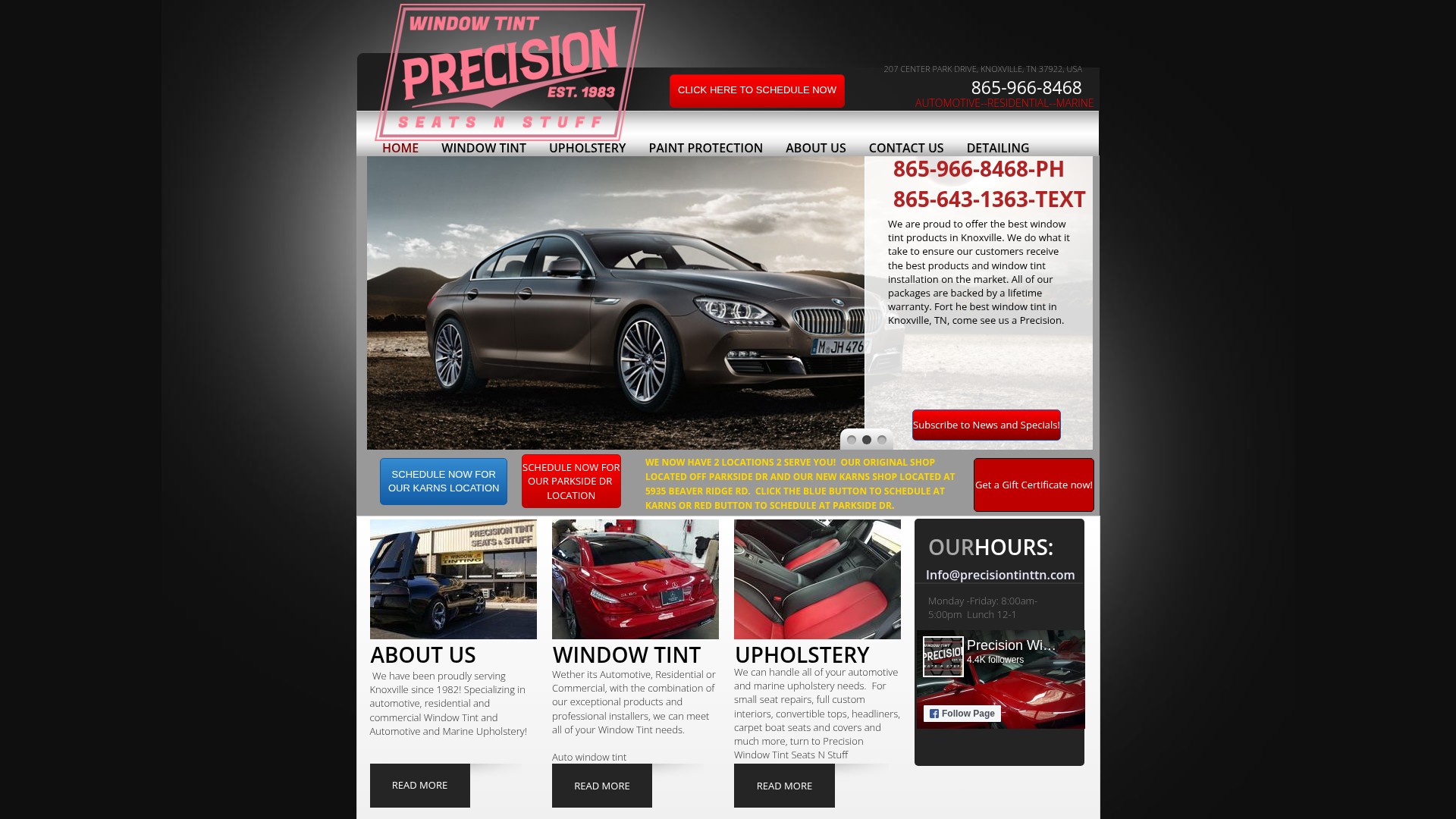 Screenshot of www.precisiontinttn.com