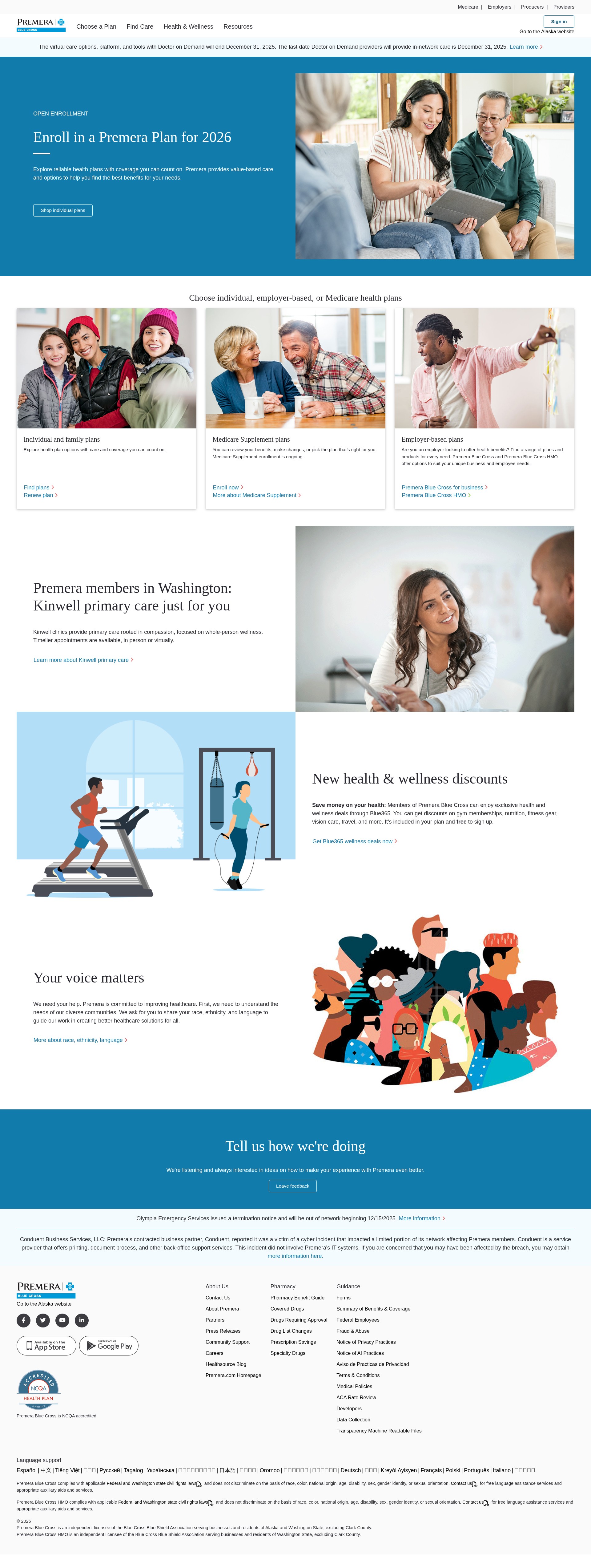 Screenshot of www.premera.com