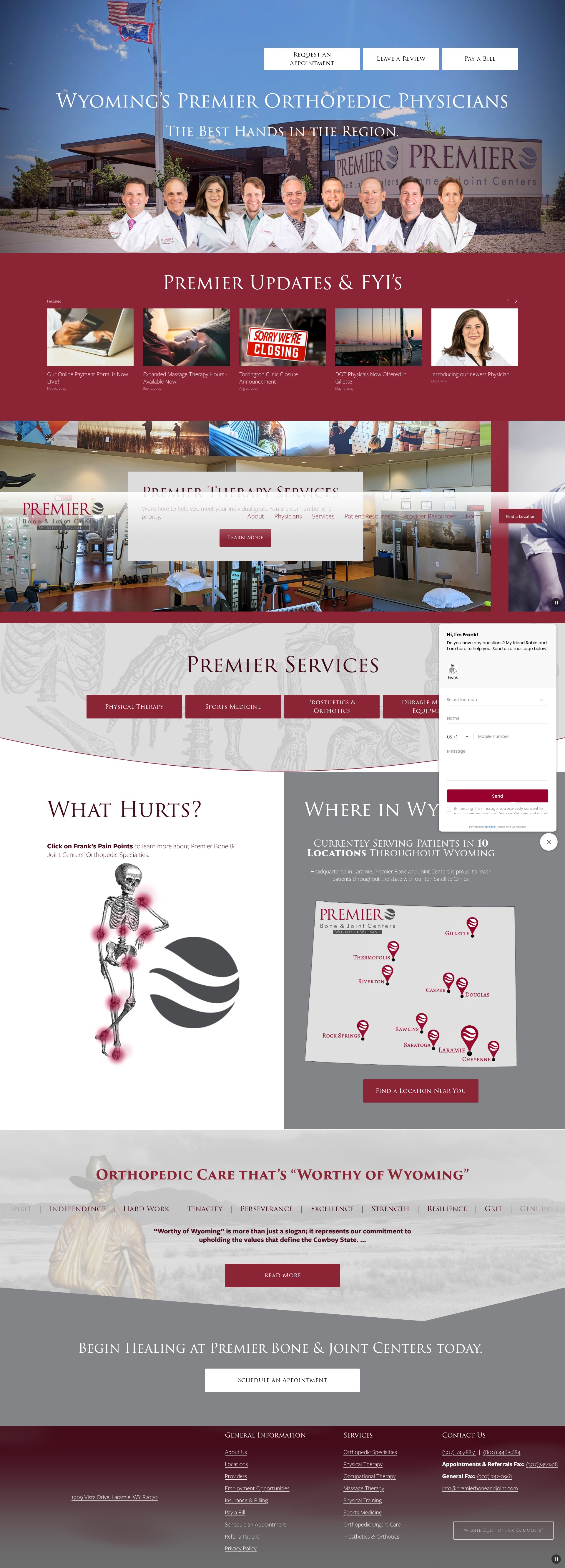 Screenshot of www.premierboneandjoint.com