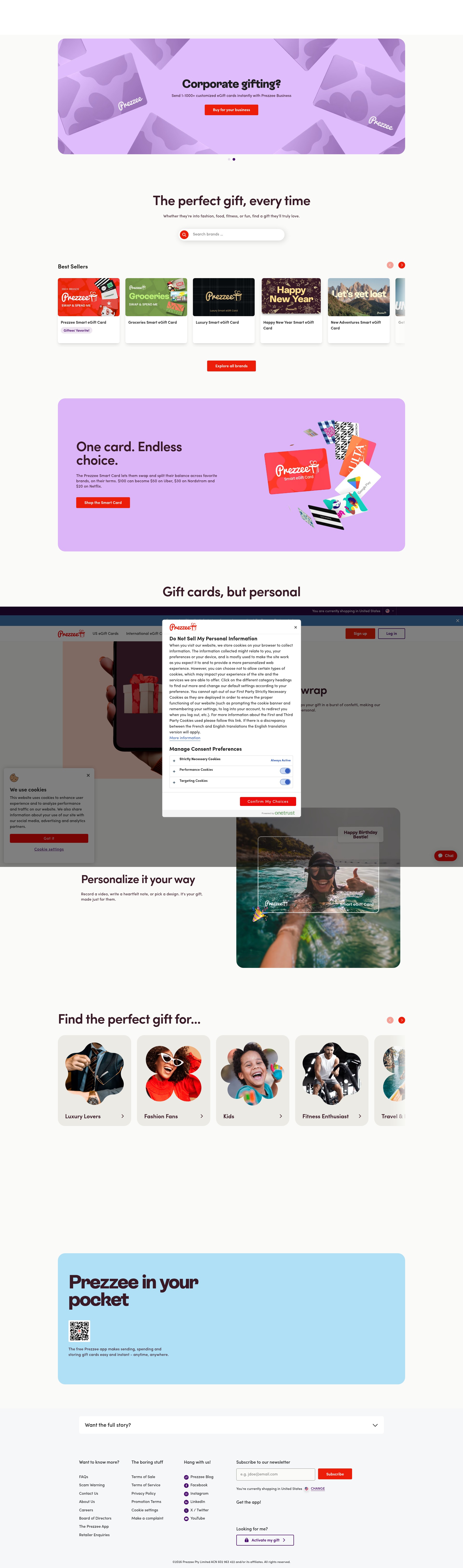 Screenshot of www.prezzee.com