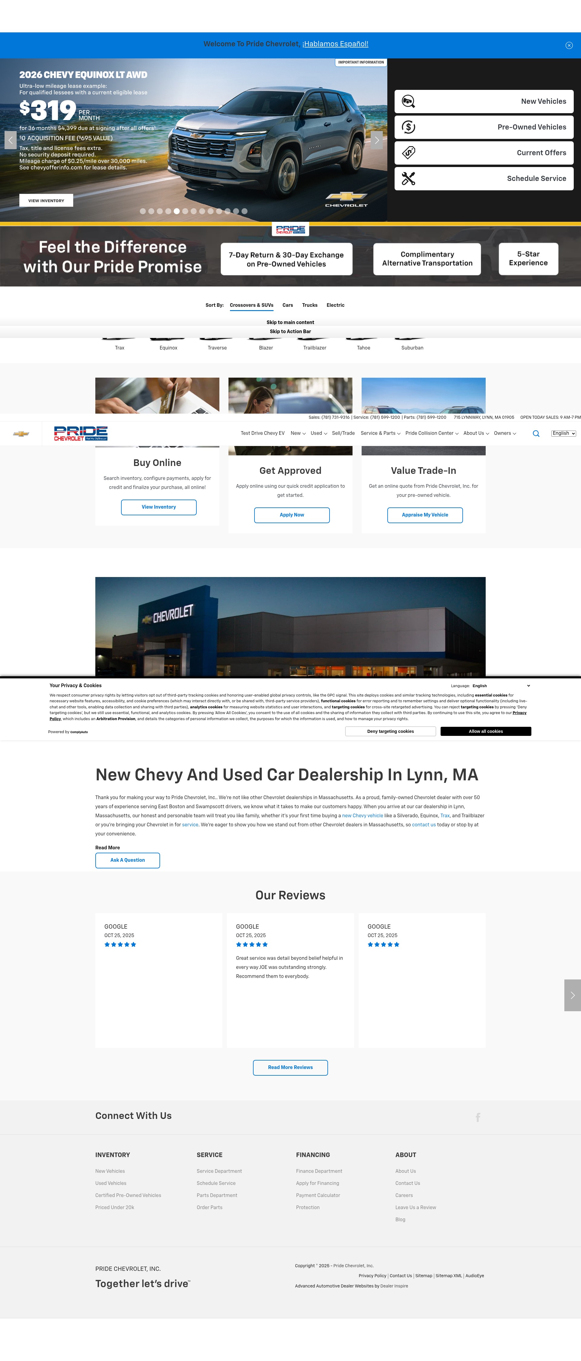 Screenshot of www.pridechevy.com