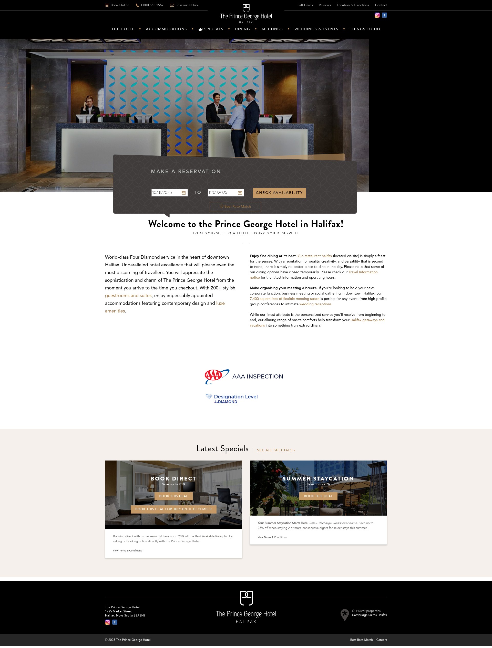 Screenshot of www.princegeorgehotel.com