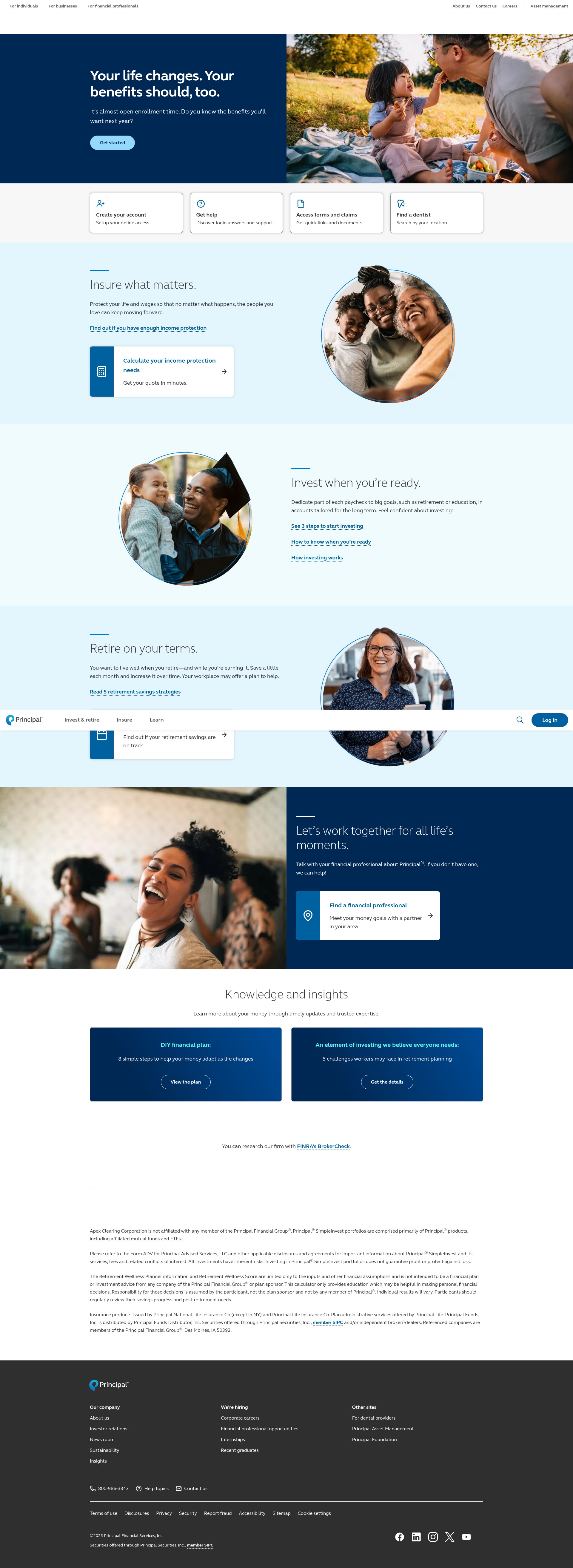 Screenshot of www.principal.com