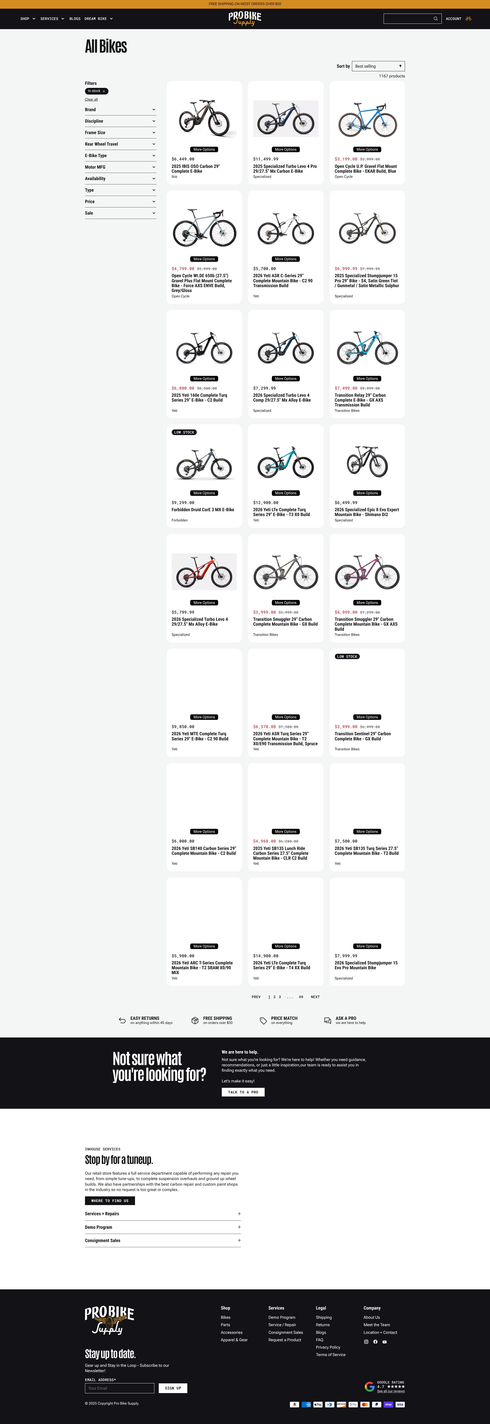 Screenshot of www.probikesupply.com