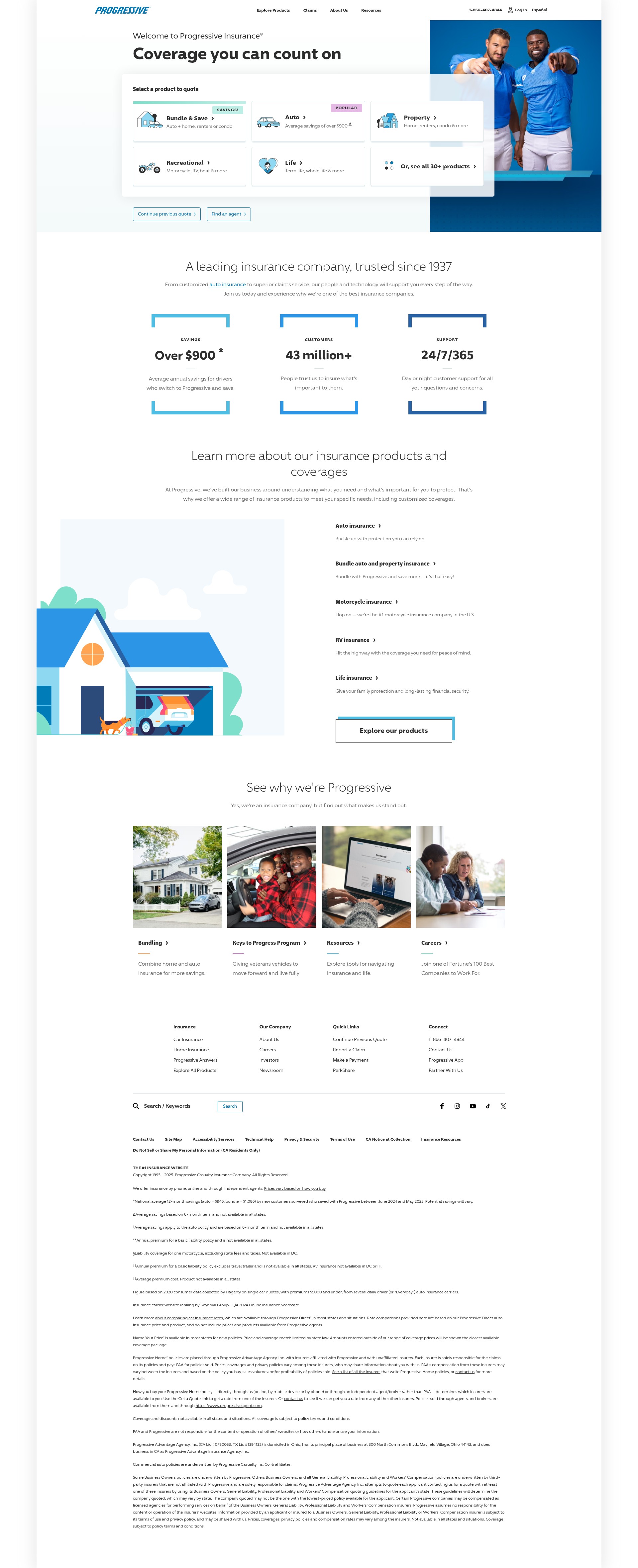 Screenshot of www.progressive.com