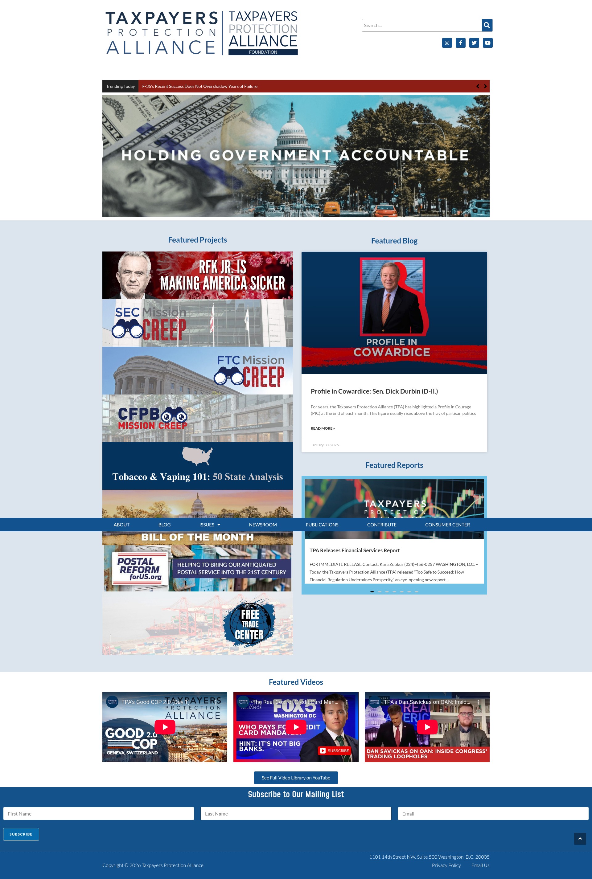 Screenshot of www.protectingtaxpayers.org