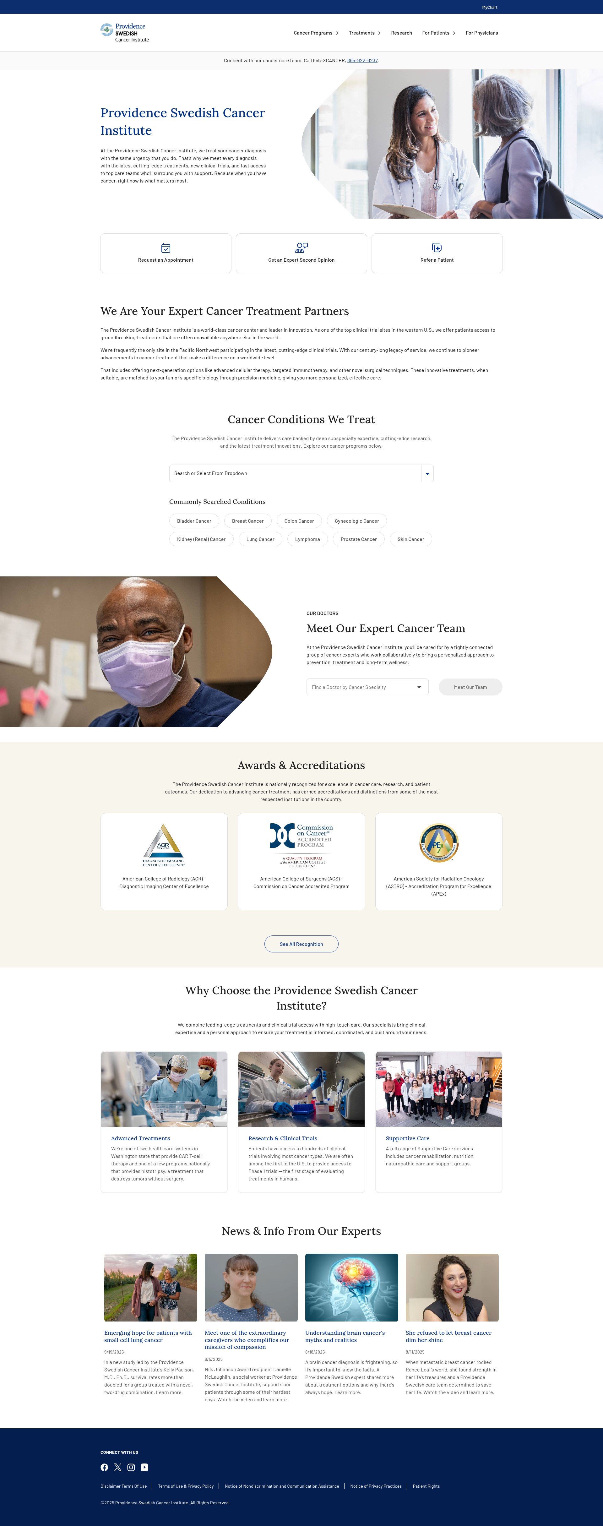 Screenshot of www.providenceswedishcancer.org