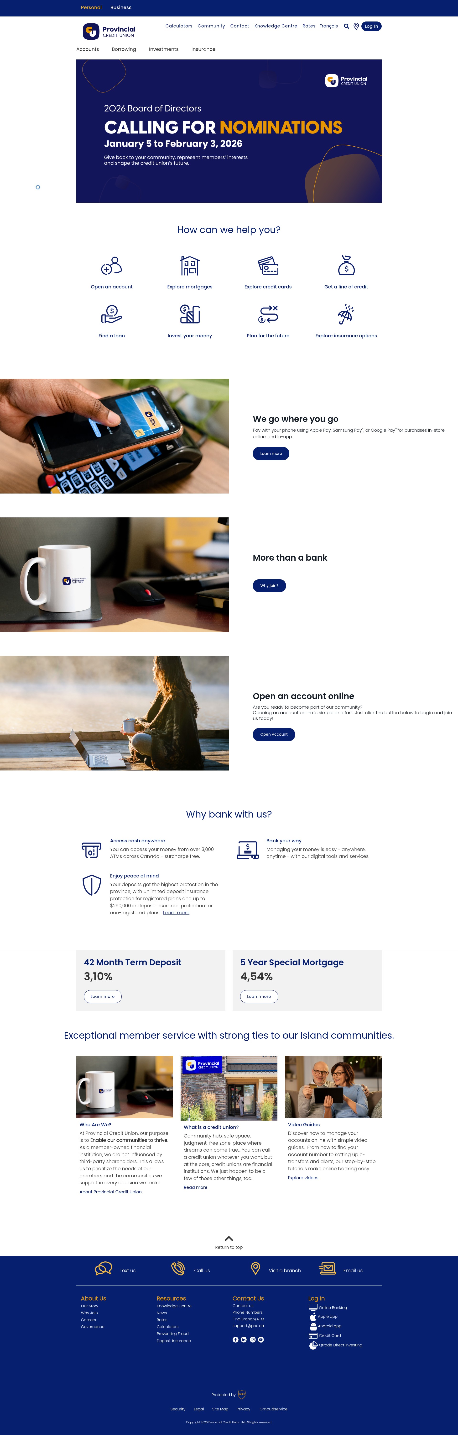 Screenshot of www.provincialcu.com