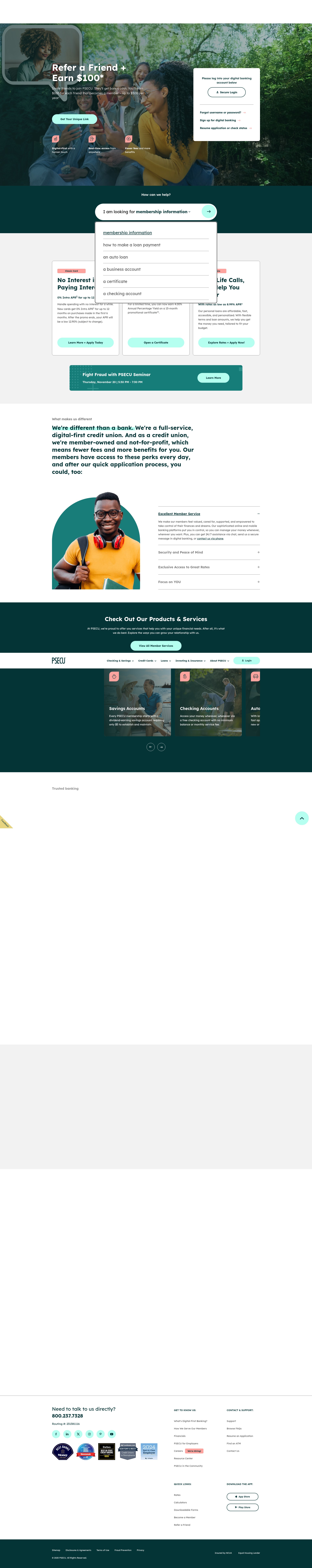 Screenshot of www.psecu.com