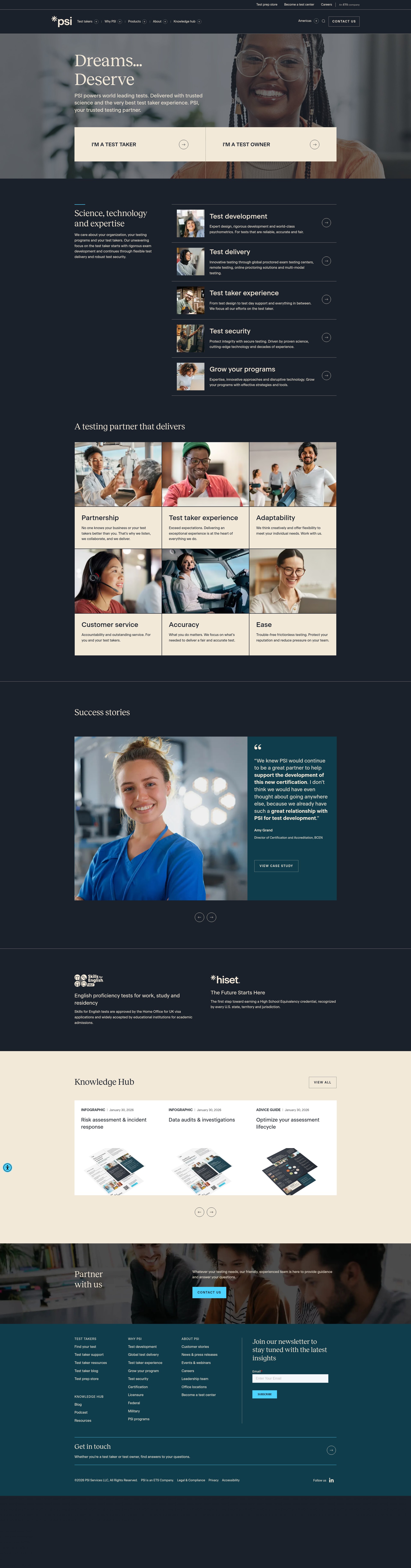 Screenshot of www.psiexams.com